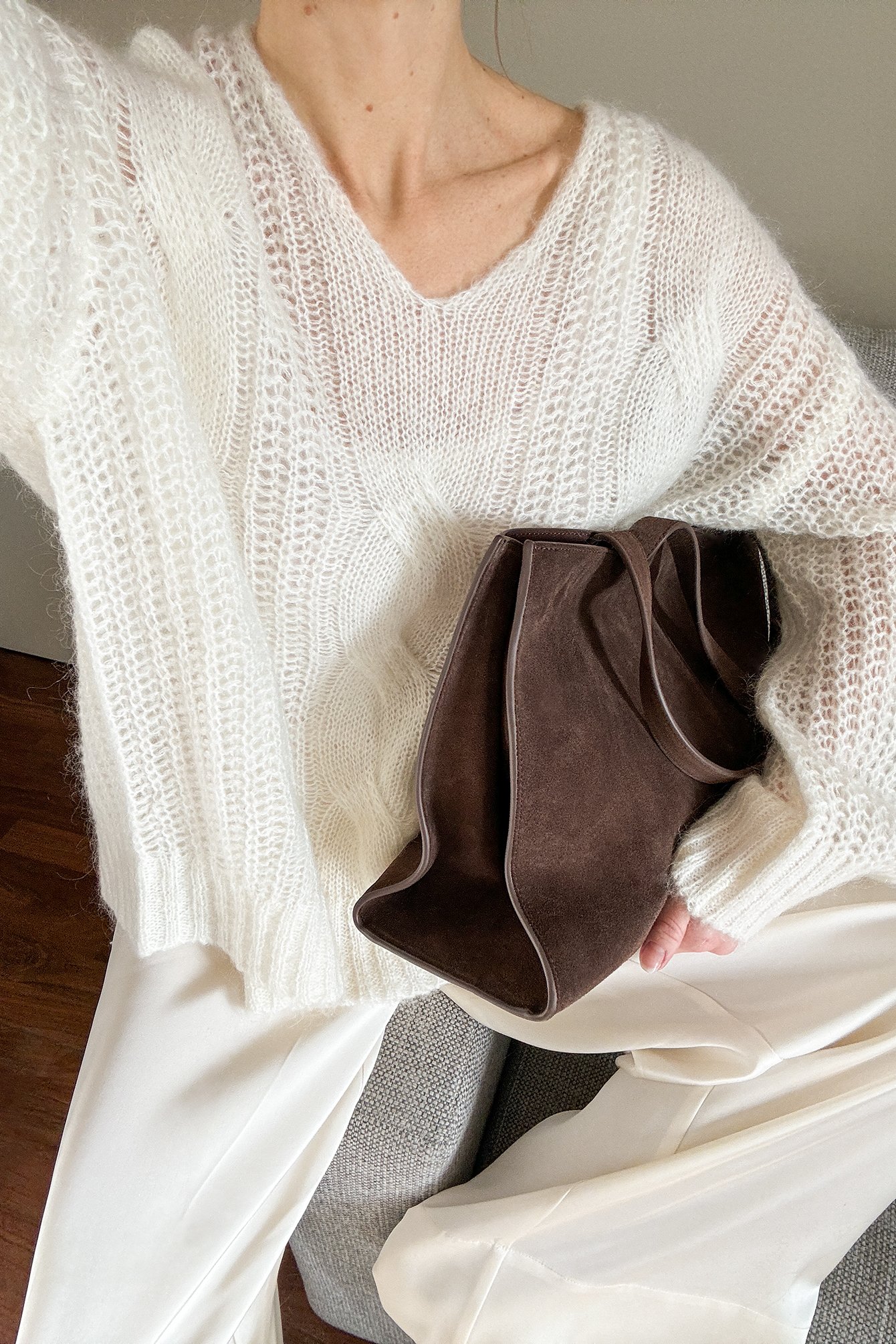 Knitted Mohair Blend Sweater Offwhite | NA-KD