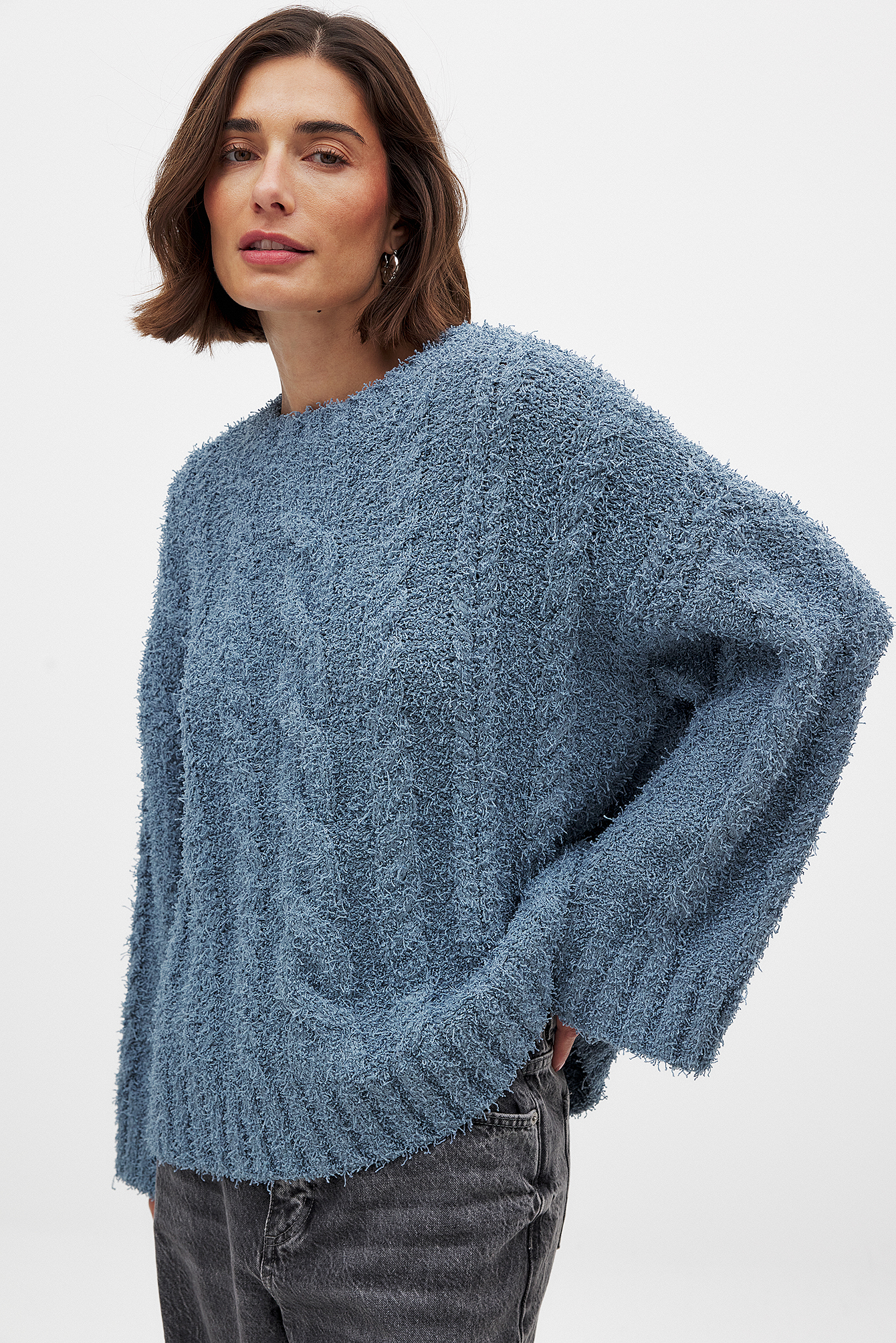 NA-KD Kabelgebreide oversized trui - Kabeltruien - Blauw - XS - NA-KD / NAKD