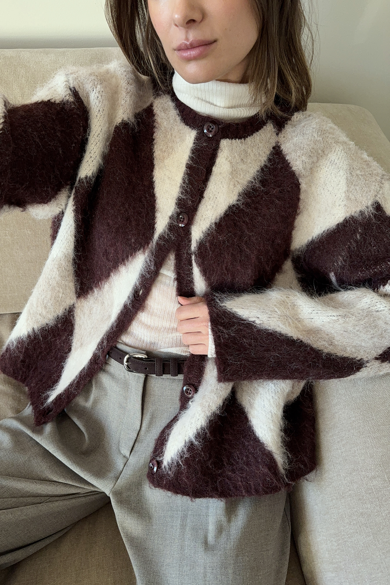 NA-KD Oversize-Karocardigan aus Strickstoff - Cardigans - CheckeRot - M (EU 38-40) - NA-KD / NAKD