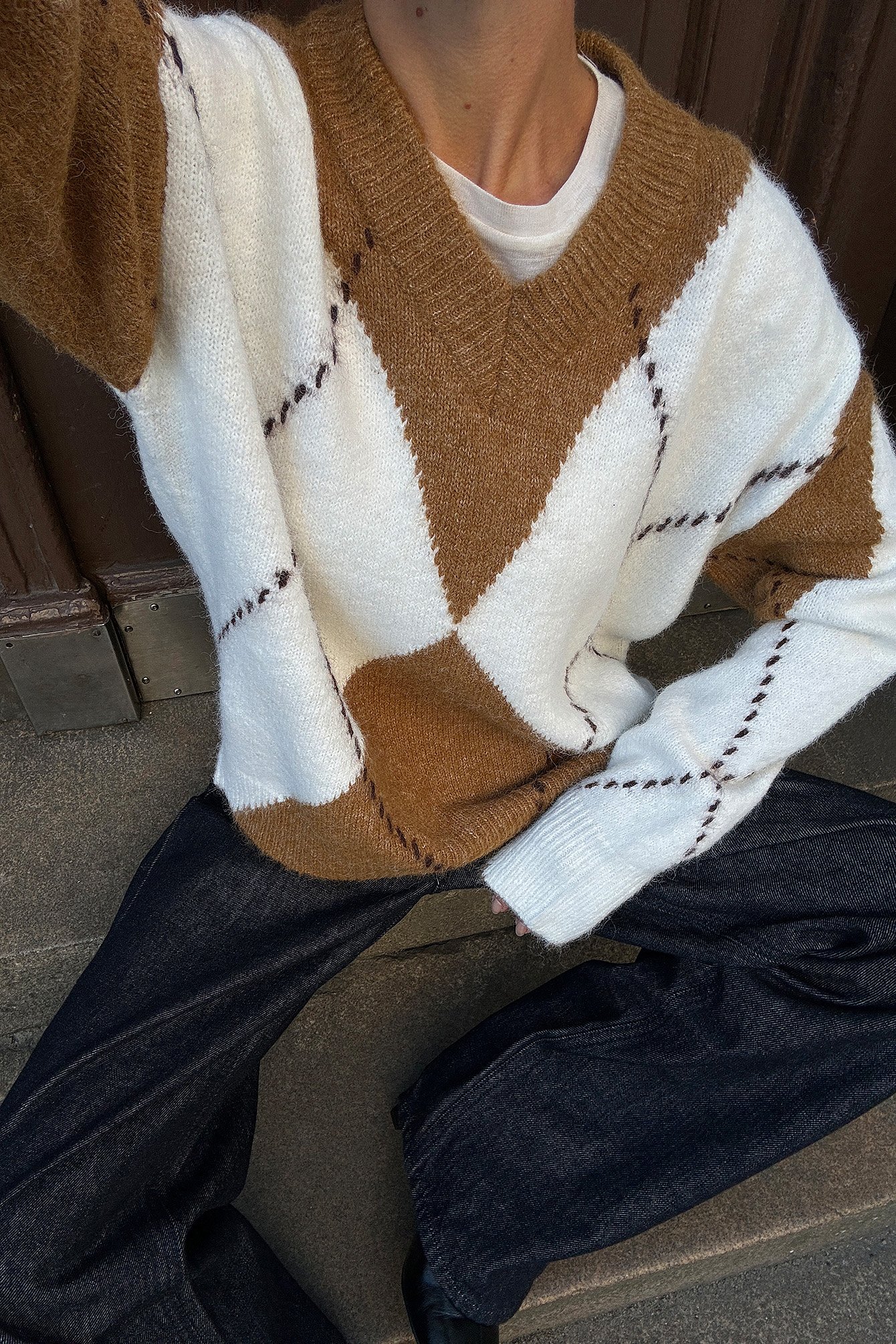 NA-KD - Oversized sjekket strikkegenser - Oversize Genser - Flerfarget - XS (EU 32) - NA-KD / NAKD