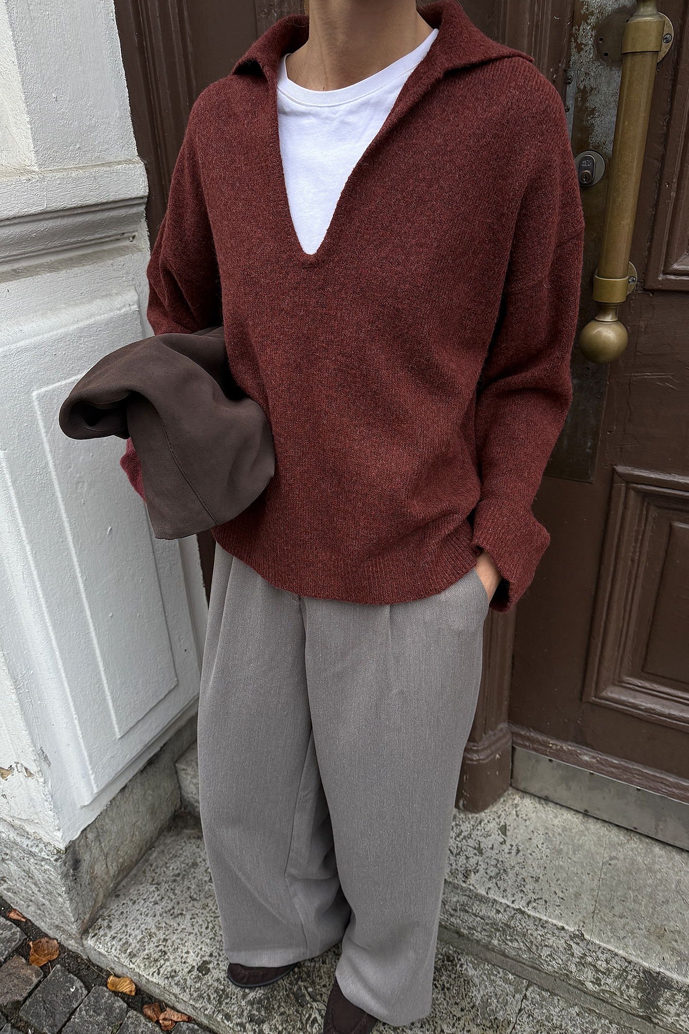 NA-KD Oversize-Strickpullover mit Kragen - Oversize Pullover - Rot - M (EU 38-40) - NA-KD / NAKD