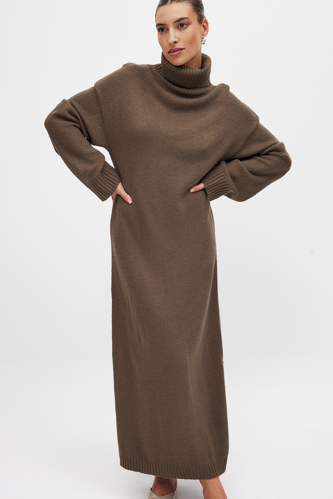 Gebreide maxi-jurk Bruin NA-KD