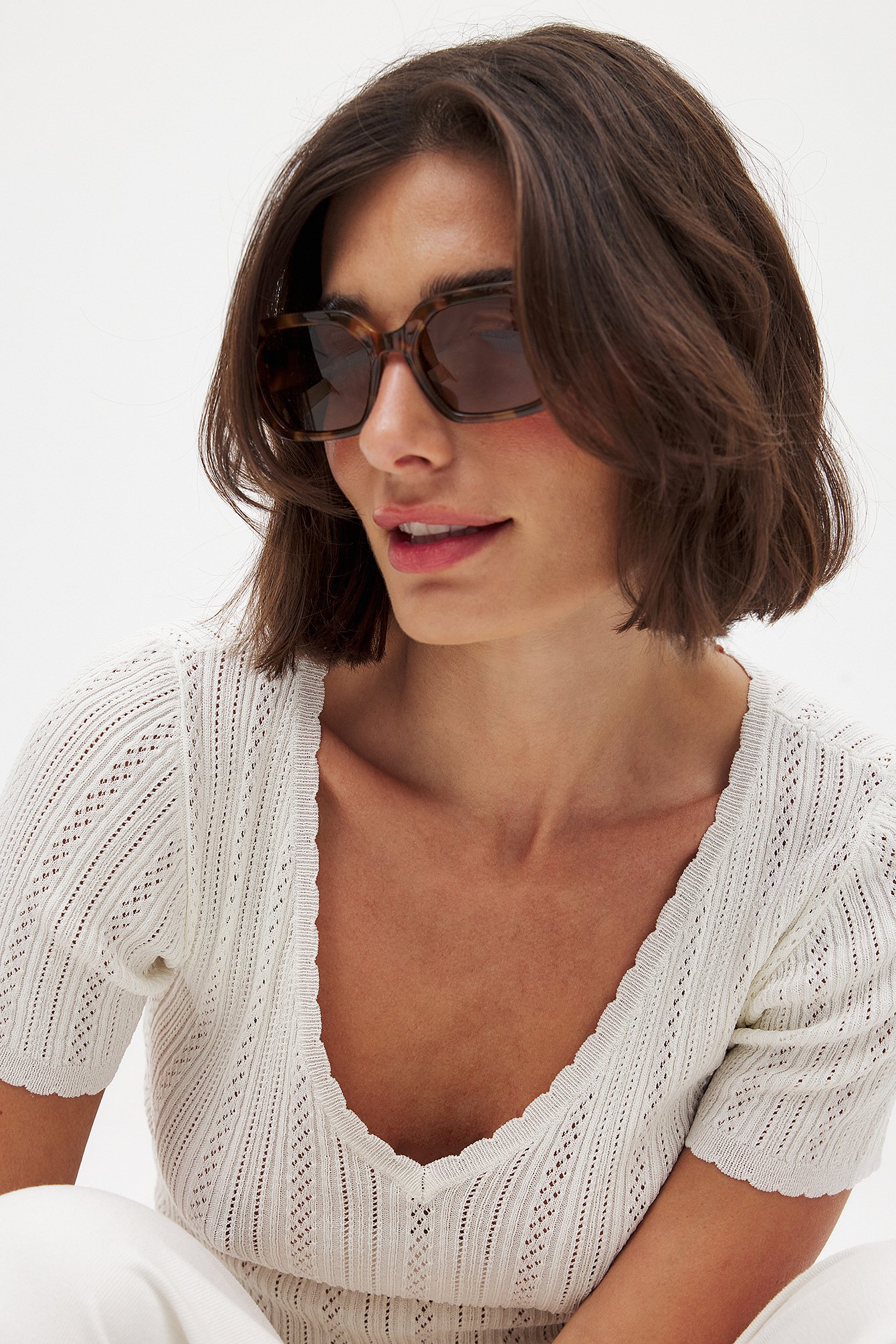 Knitted pointelle top