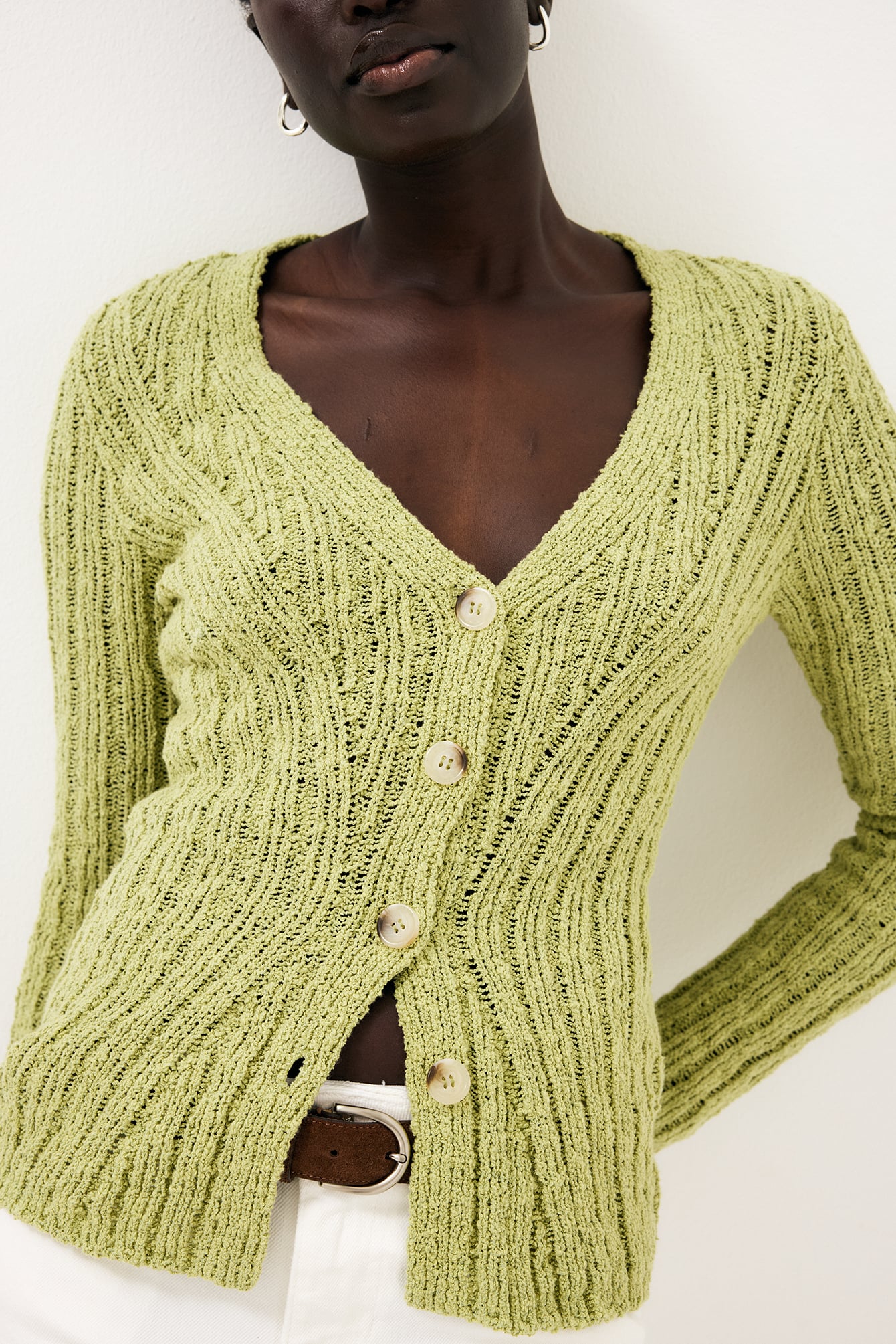 Knitted Rib Cardigan Green | NA-KD