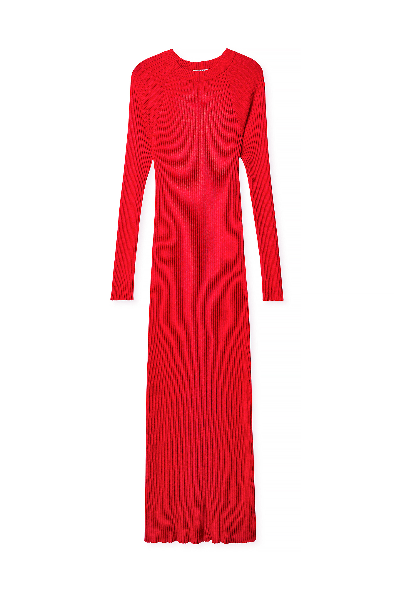 PYAEAS Women's Long Sleeve Bodycon Maxi Dress - Ribbed Knit Curve Hugging Dress, Red, Size X-Large - View #3