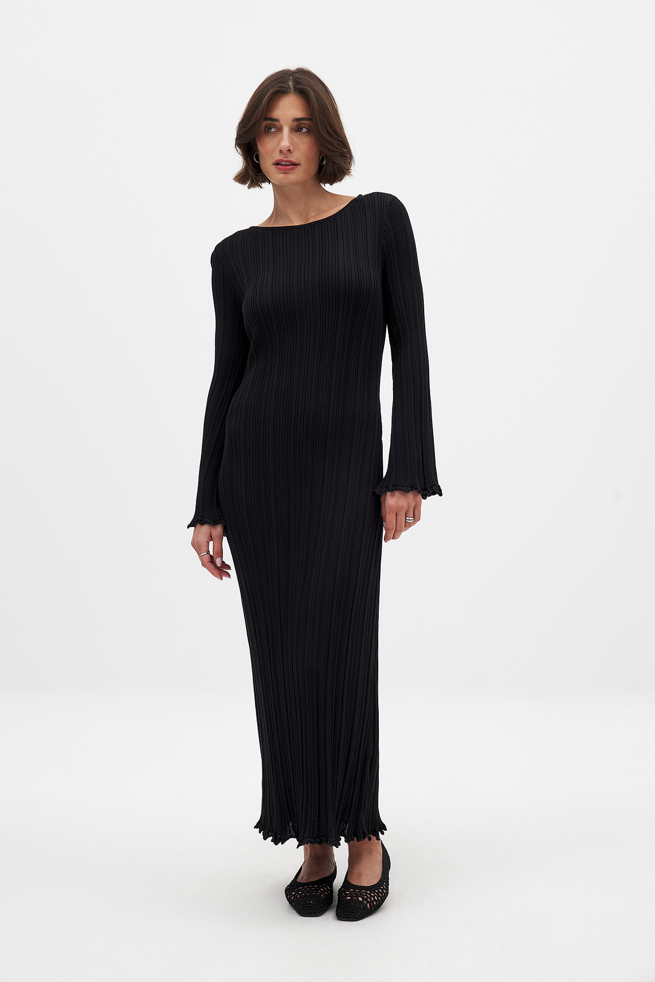 wide sleeve knitted maxi dress nakd Wide Sleeve Knitted Maxi Dress Multicolor