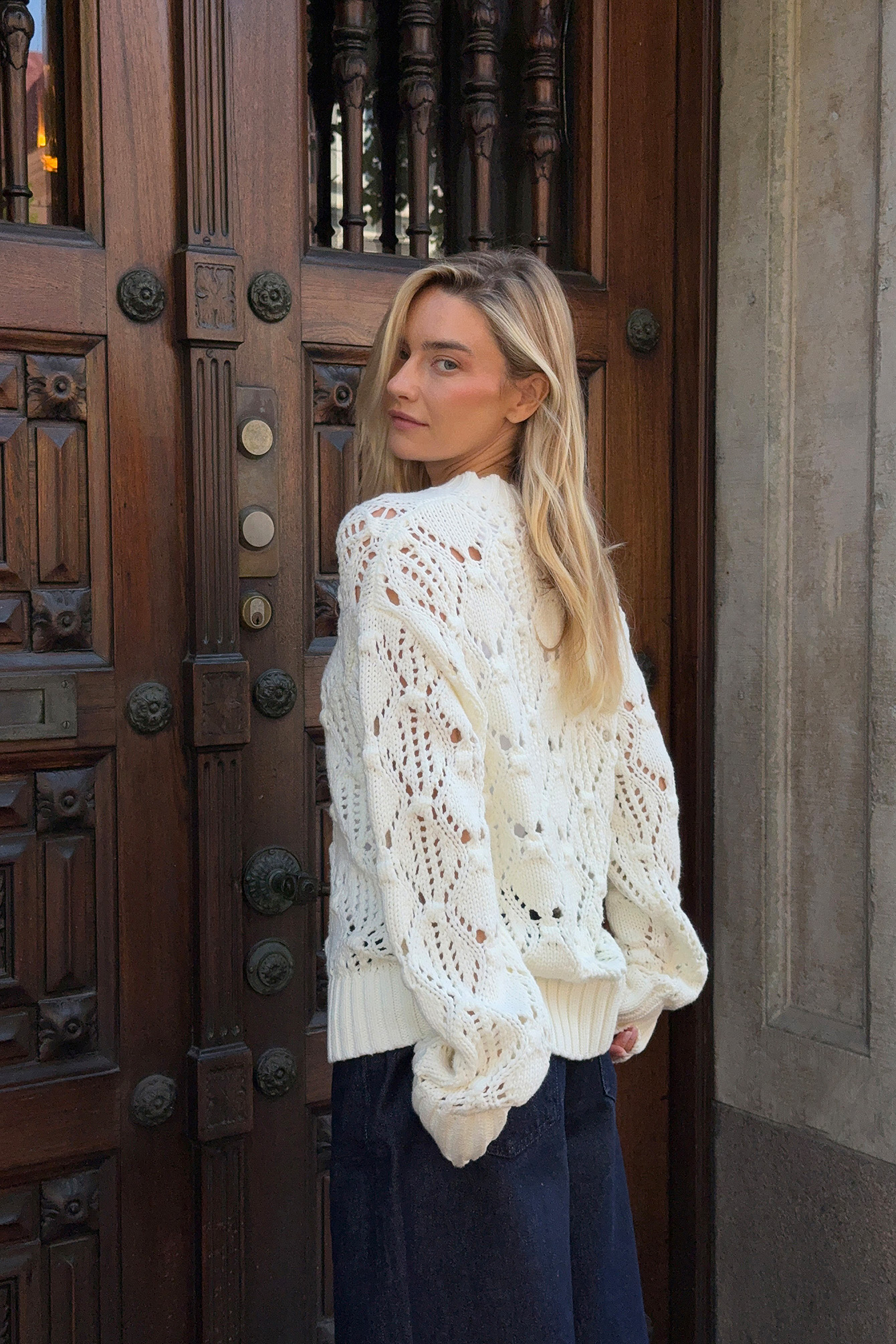 NA-KD Knitted Round Neck Sweater - Oversized Sweaters - Offwhite - M (EU 38-40) - NA-KD / NAKD