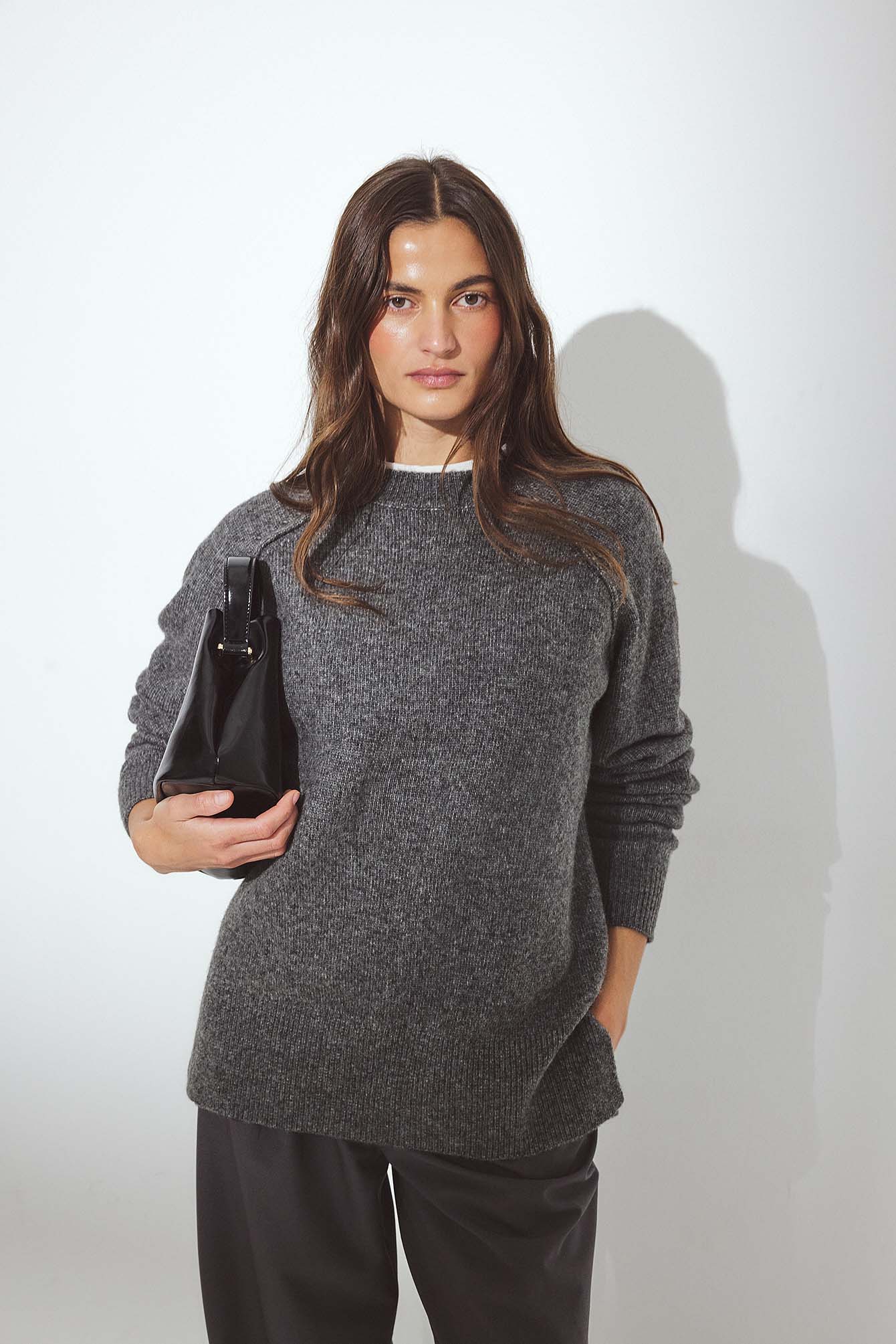 Cable Knitted Turtle Neck Sweater Grey | NA-KD