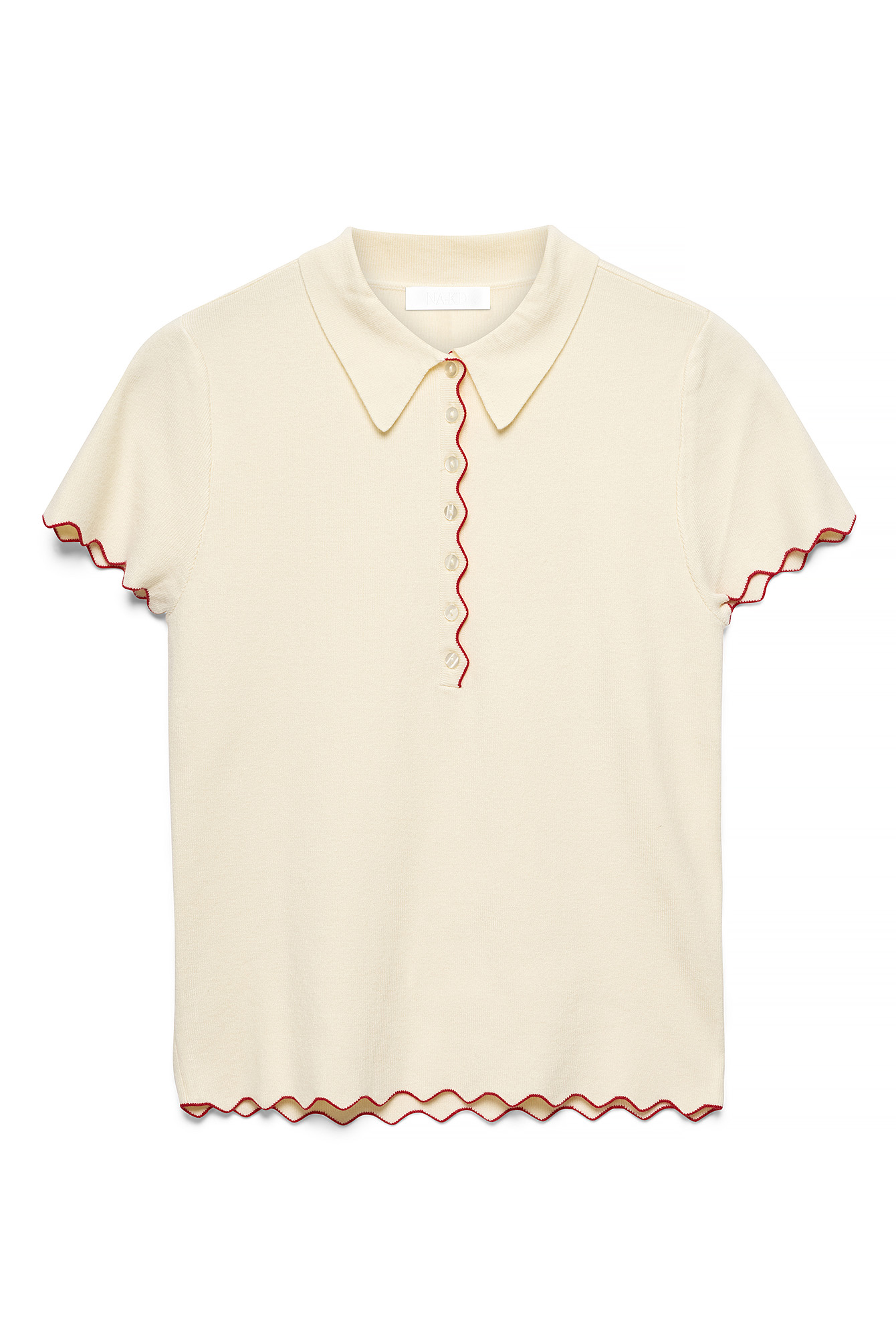 Beige Knitted Scallop Edge Top