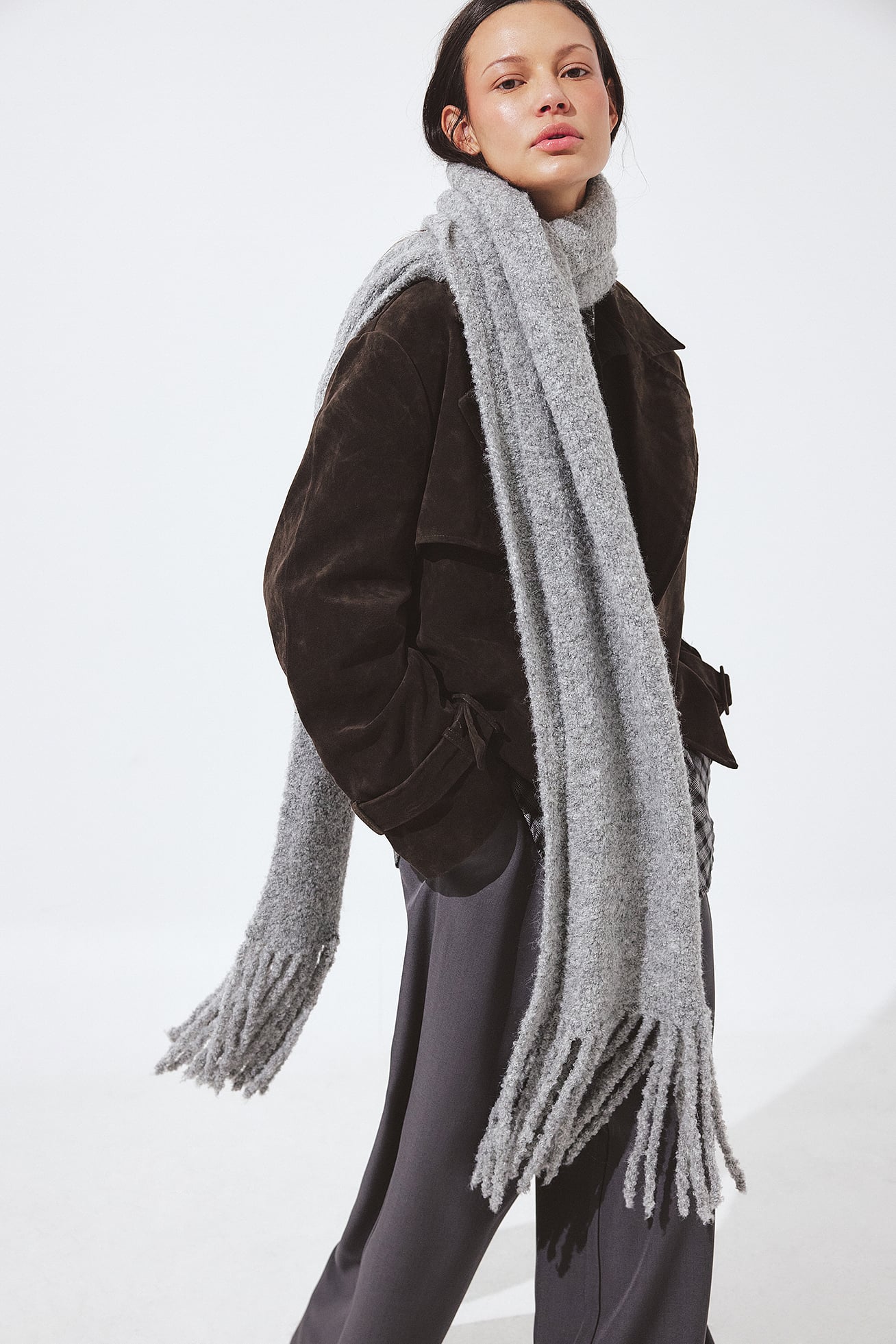 grey dress scarf SILK BIAS SCARF MAXI DRESS