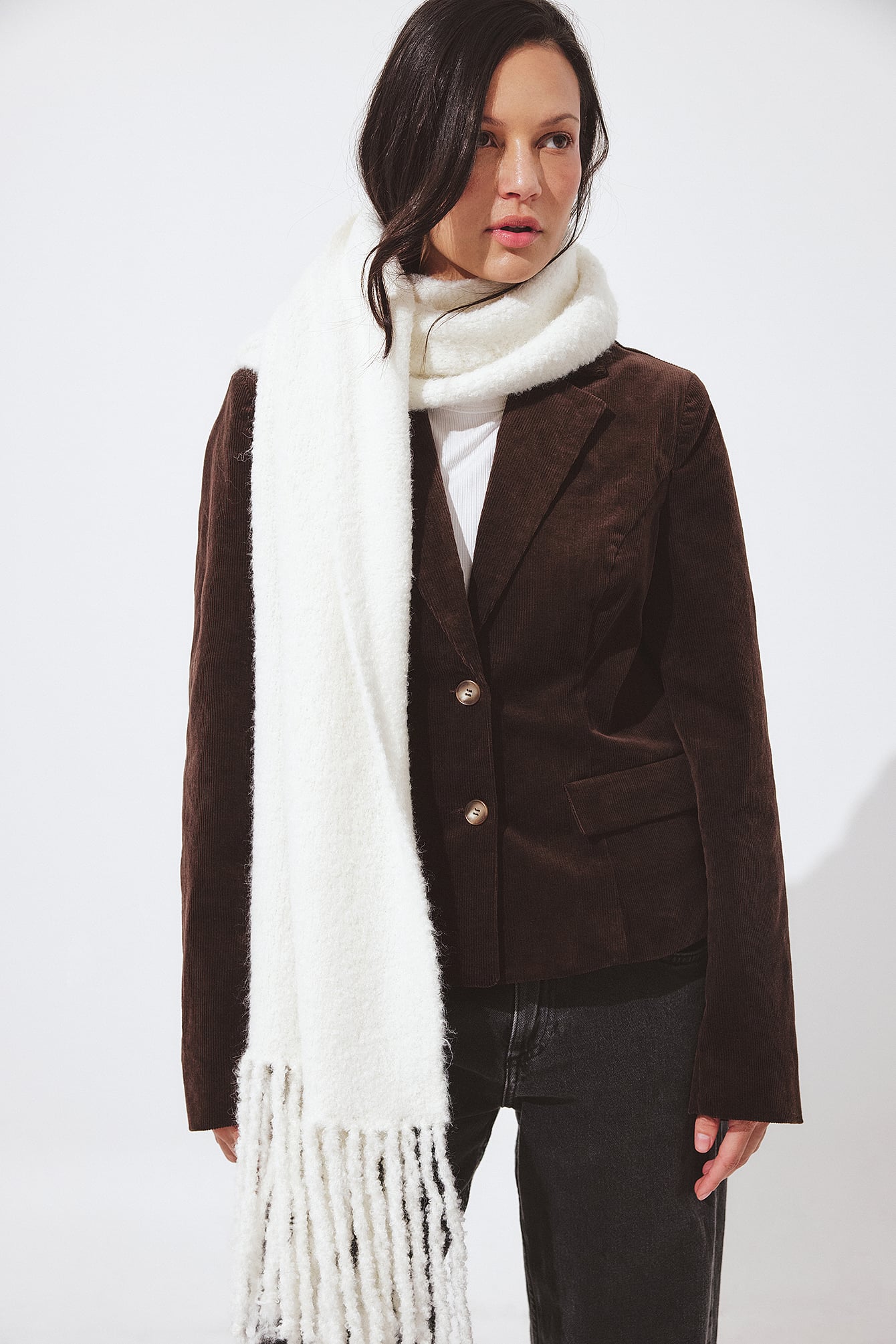 Knitted Scarf Offwhite | NA-KD