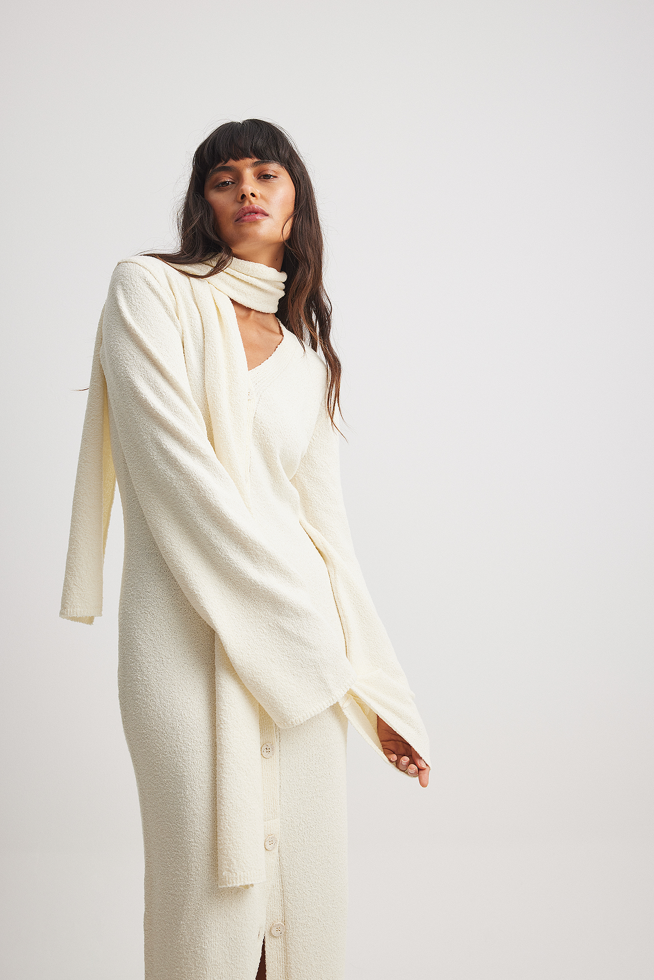 Knitted Scarf White NAKD