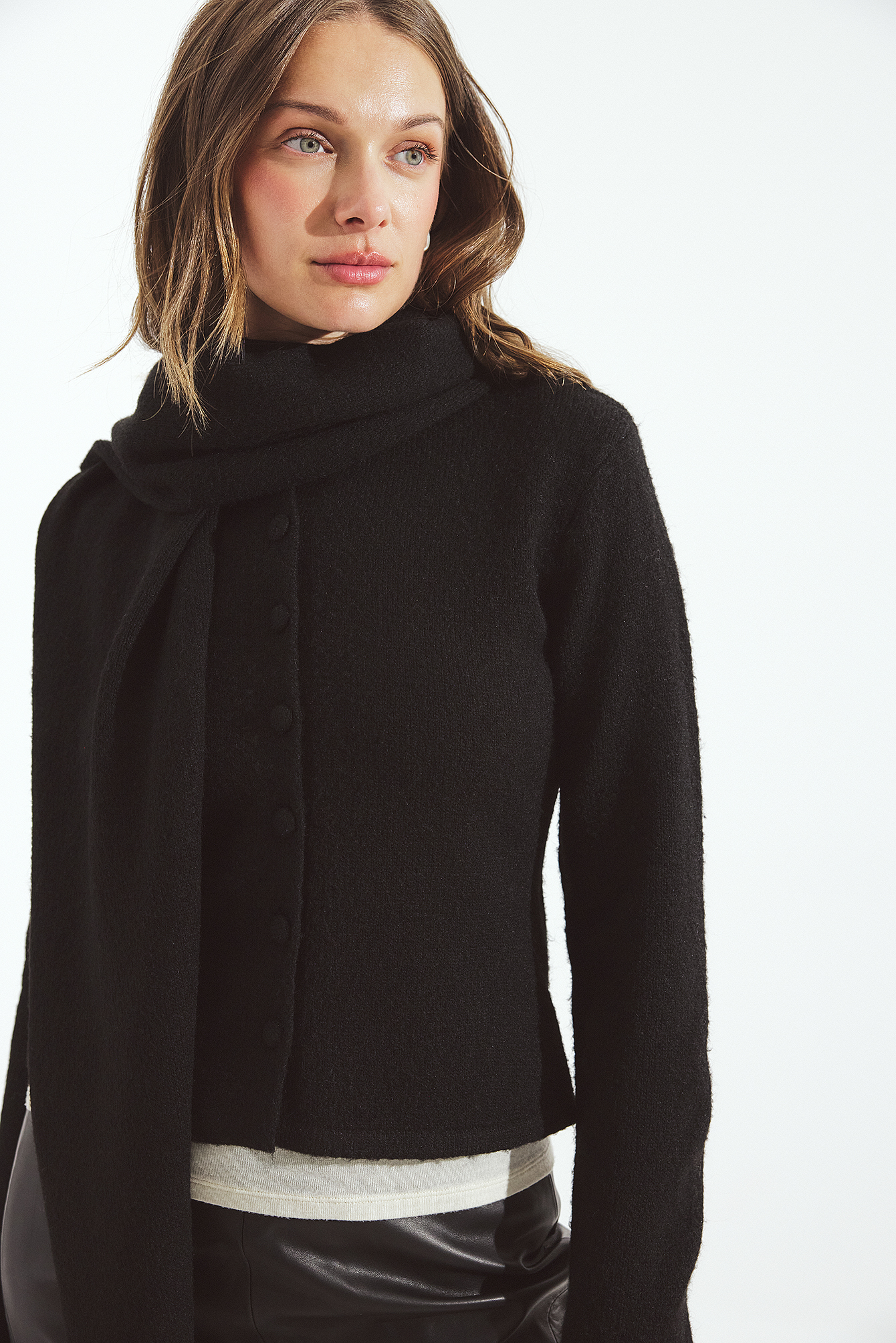 NA-KD Gebreid vest met sjaaldetail - Vesten - Zwart - XS - NA-KD / NAKD