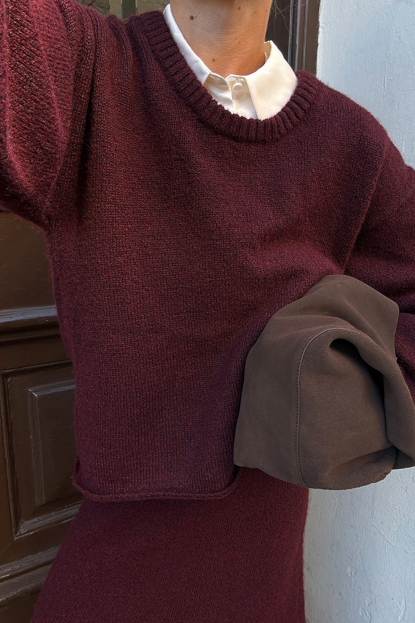 NA-KD Pull en maille à encolure ronde - Pulls - Burgundy - XS (EU 32) - NA-KD / NAKD