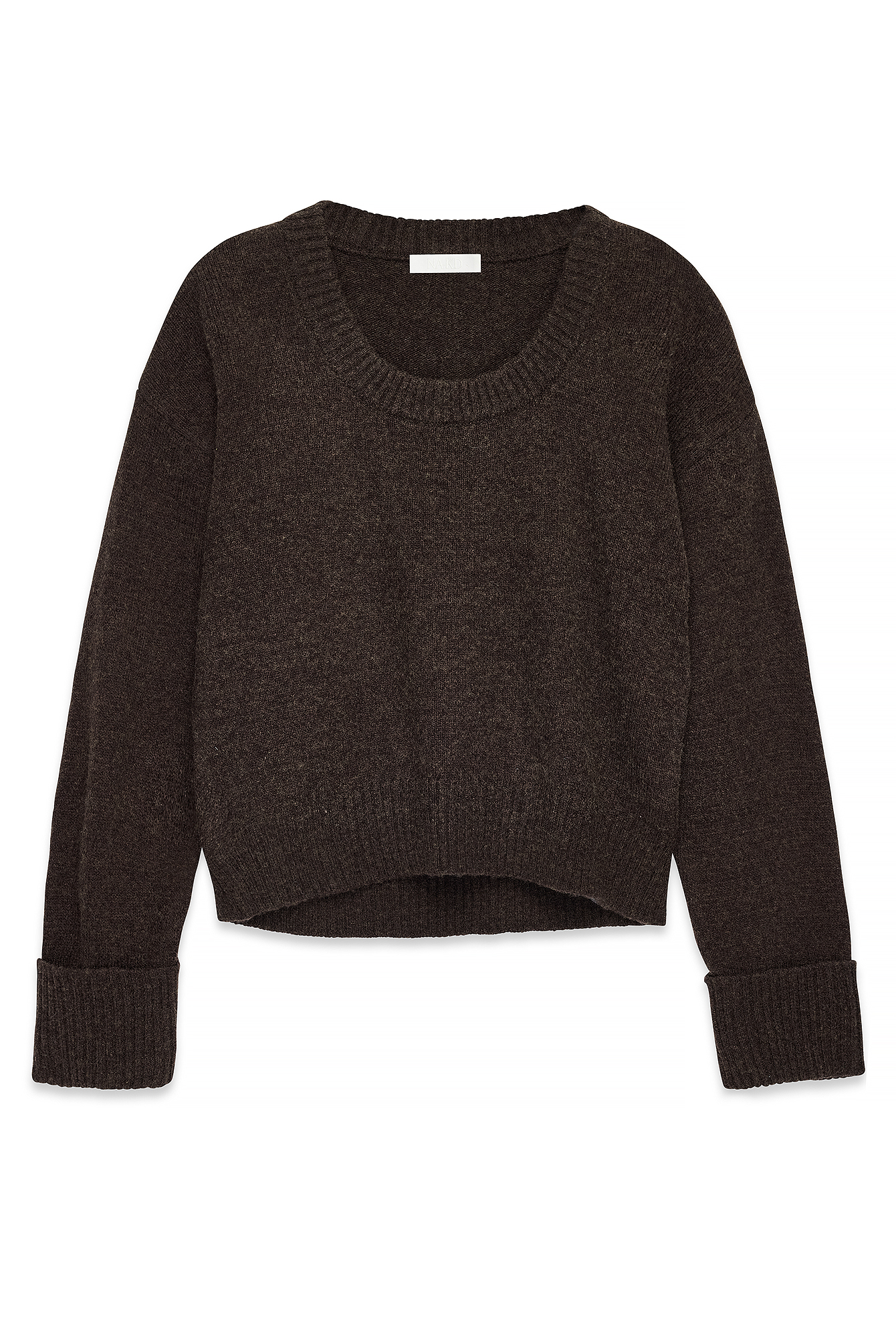 Brown Pull en maille de laine à encolure ronde