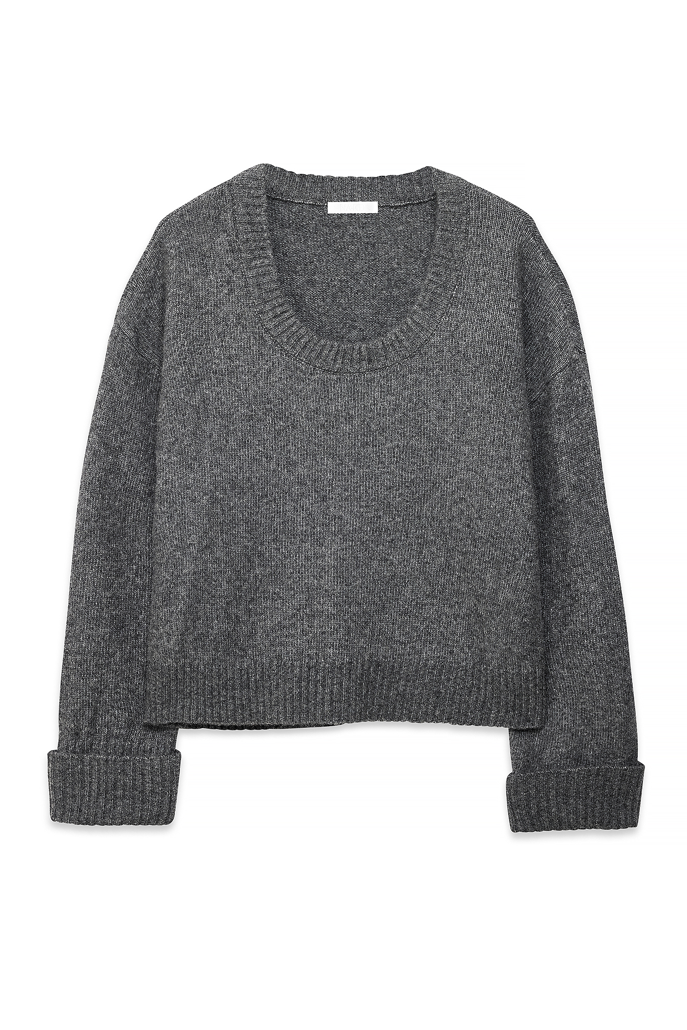 Mid Grey Mel Pull en maille de laine à encolure ronde