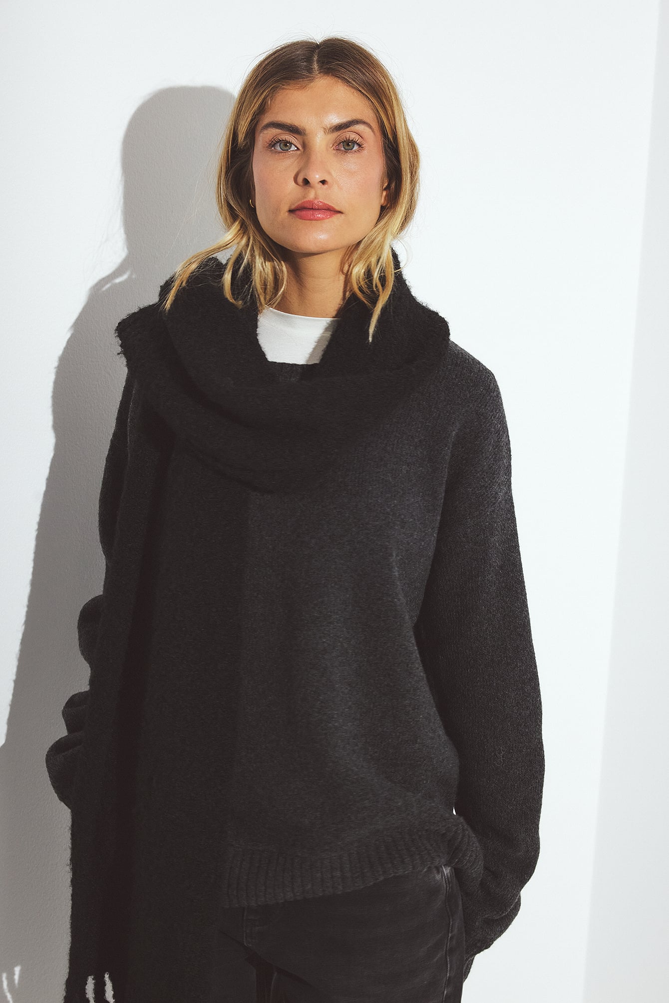 Gebreide trui van wolmix met naaddetail - Oversized Truien - Grijs - XS - NA-KD / NAKD