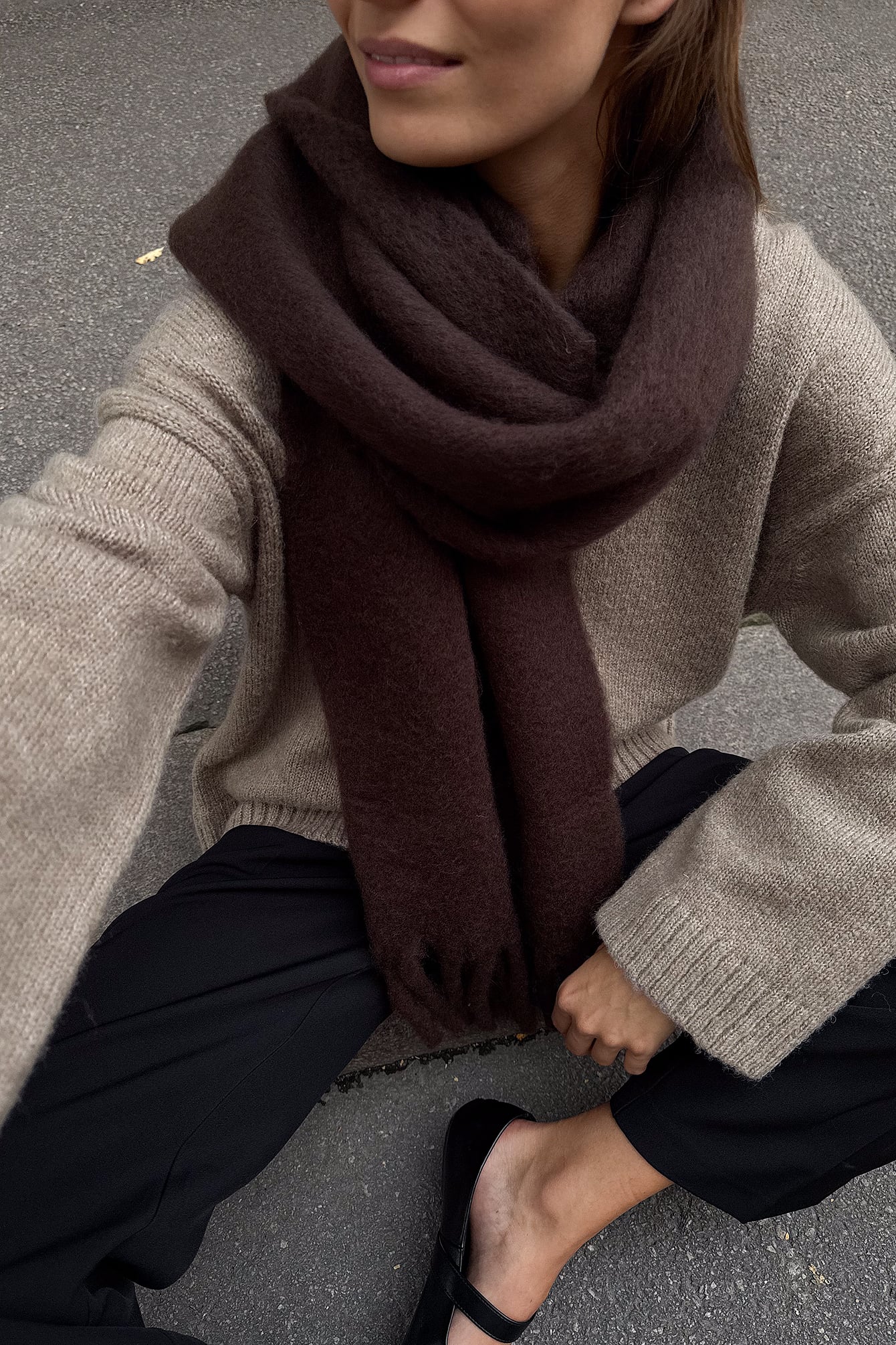 NA-KD - Strikket genser i ullblanding med sømdetaljer - Oversize Genser - Beige - XS (EU 32) - NA-KD / NAKD