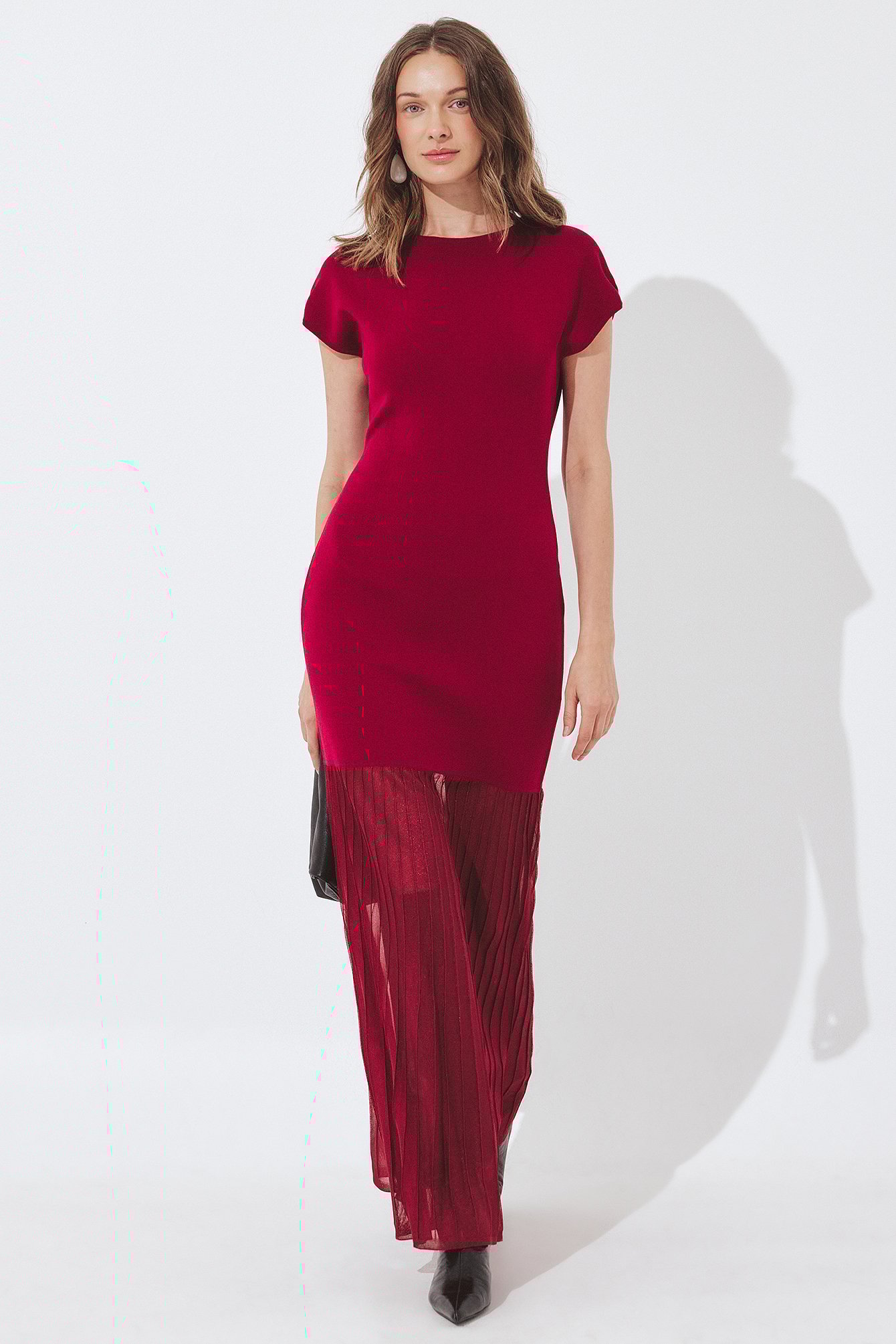 Michaela Delér x NA-KD - Strikket maxikjole - Selskapskjoler - Rød - XS (EU 32) - NA-KD / NAKD