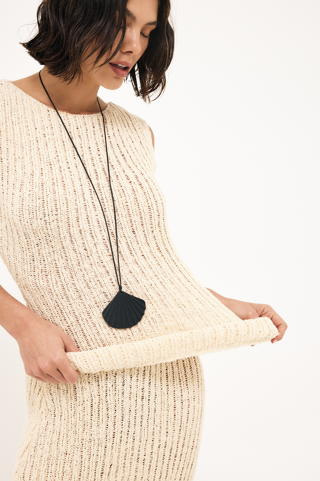 Knitted Sleeveless Boatneck Top - Summer Sets - Offwhite - XS - NA-KD / NAKD