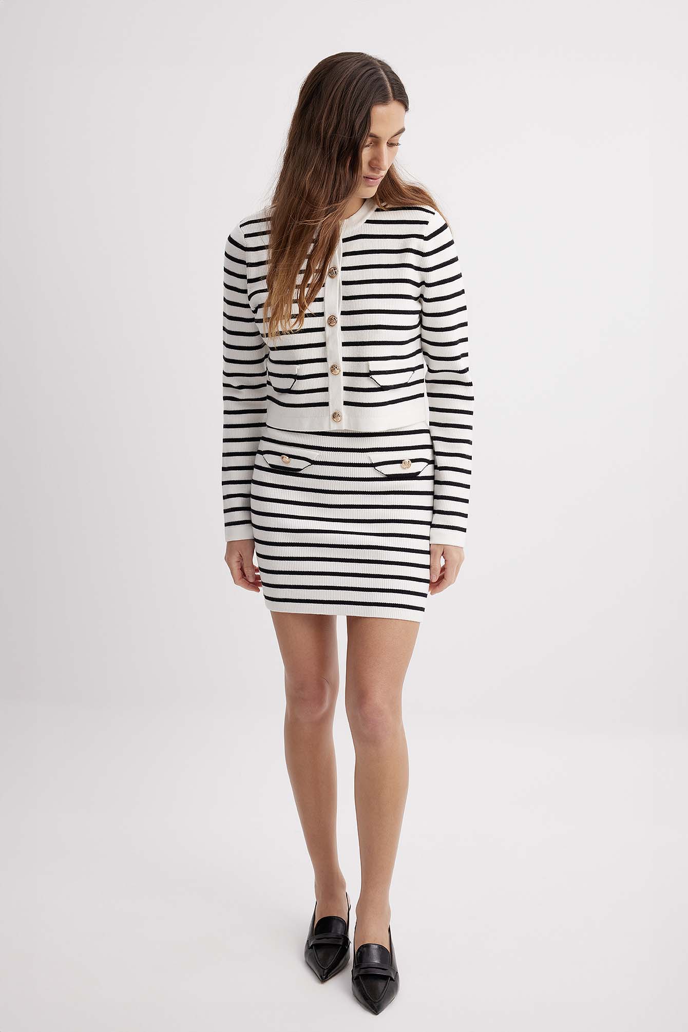 Cass Dimicco x NA-KD Gestrickter gestreifter Minirock - Strickröcke - Stripe - XX-Large - NA-KD / NAKD