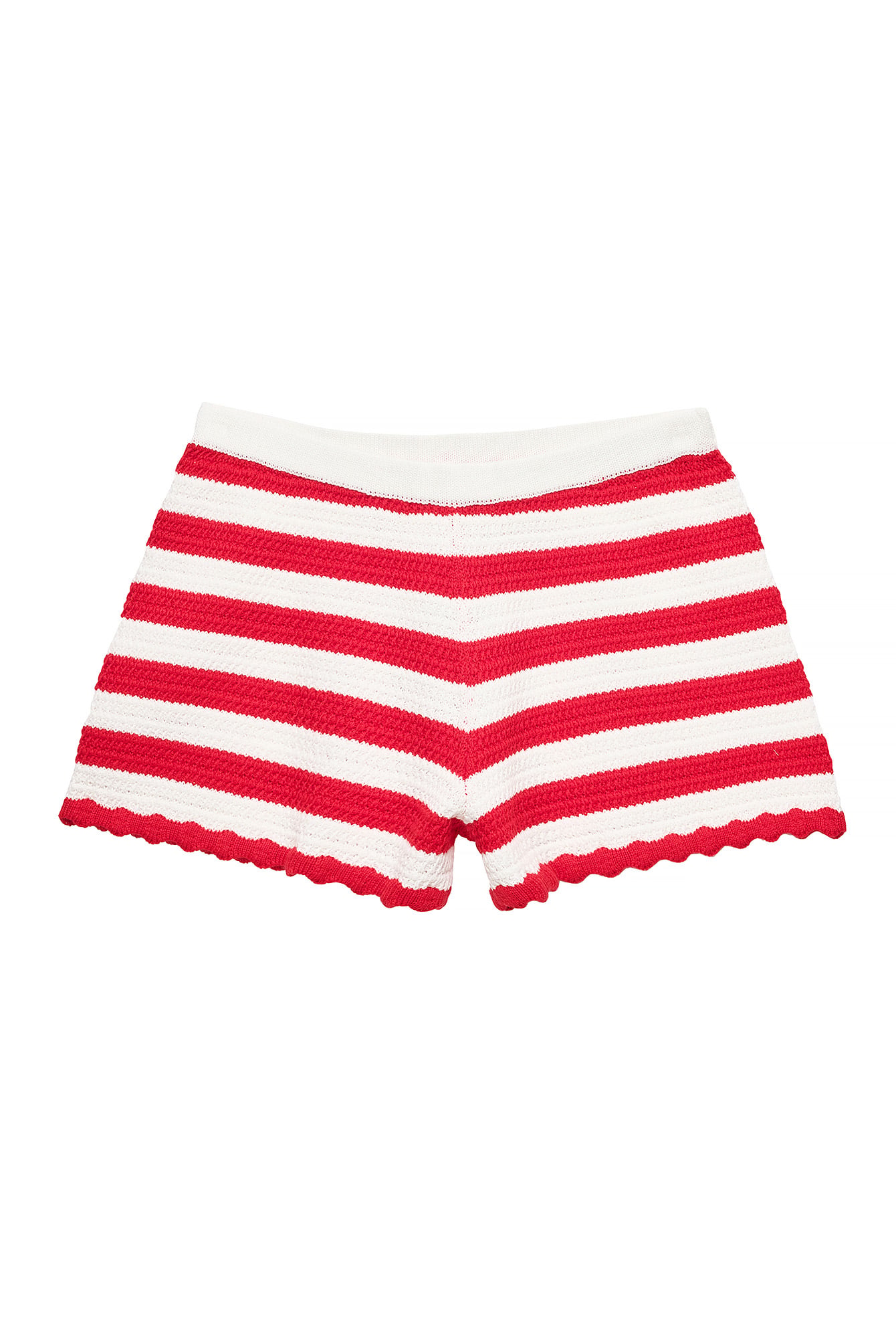 White/Red Knitted Striped Shorts