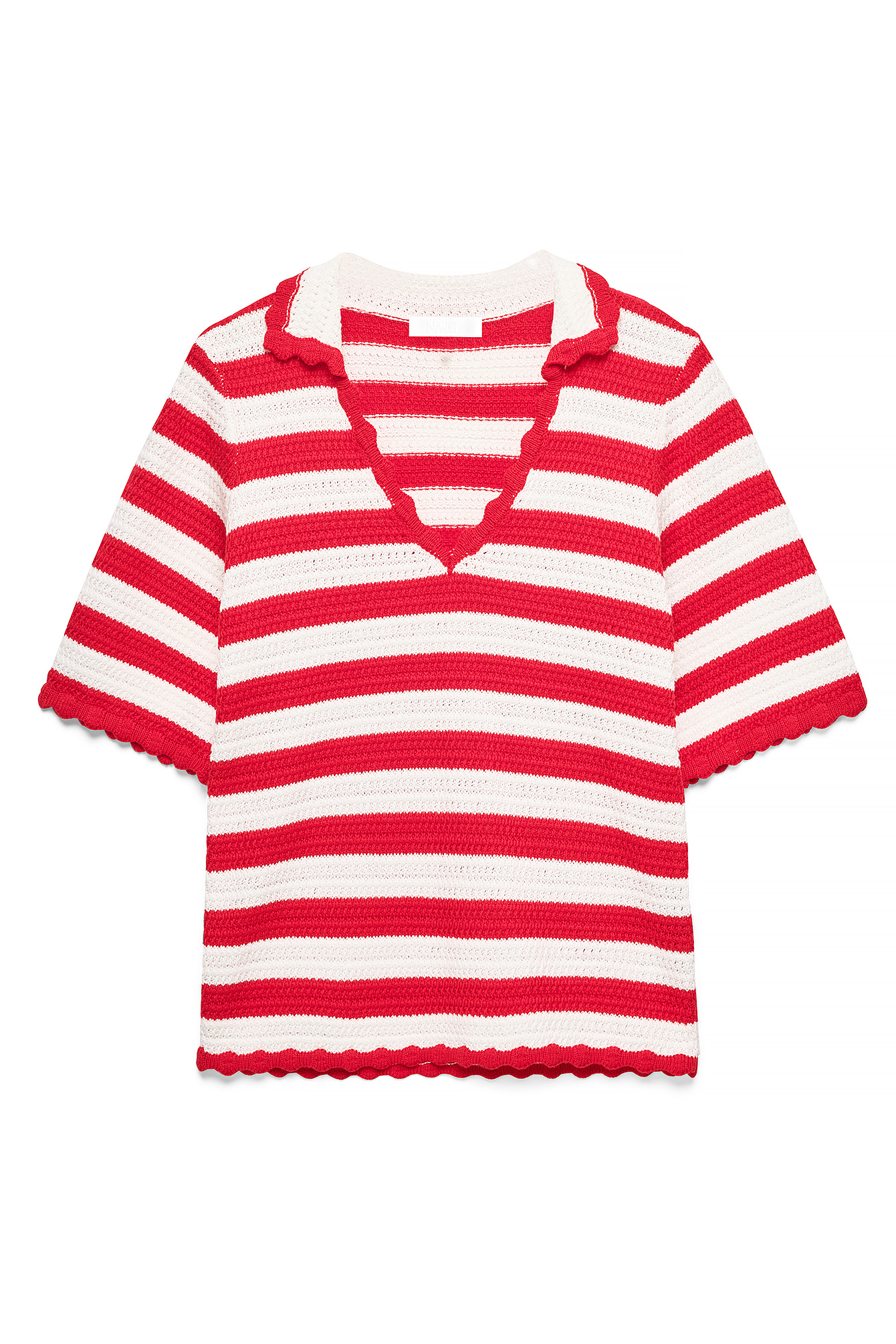 White/Red Knitted Striped Top