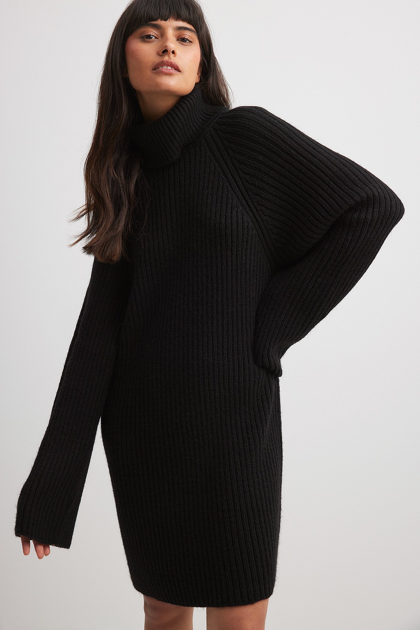 Knitted Sweater Dress Black