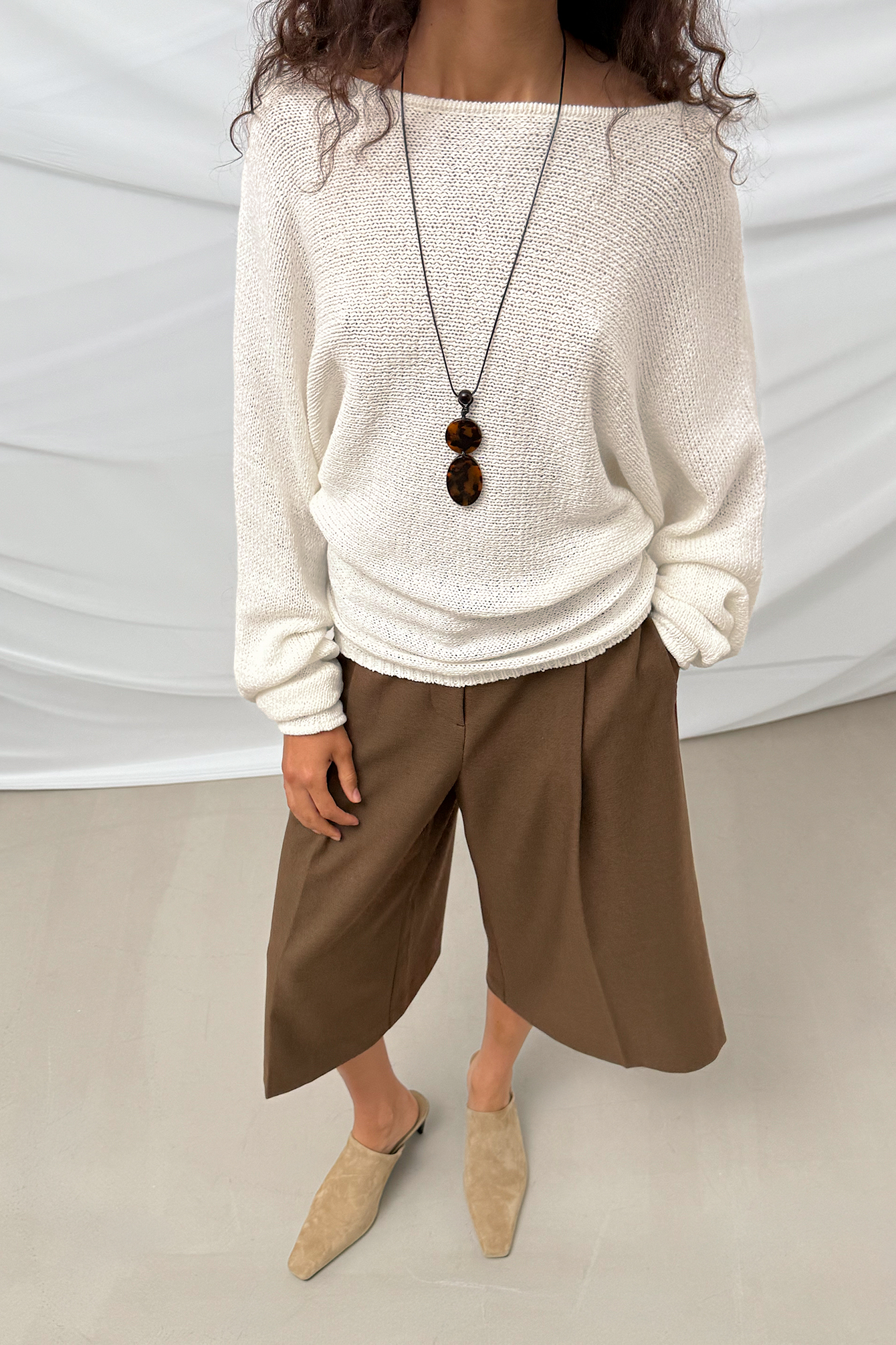 Knitted Tape Yarn Sweater Offwhite | NA-KD