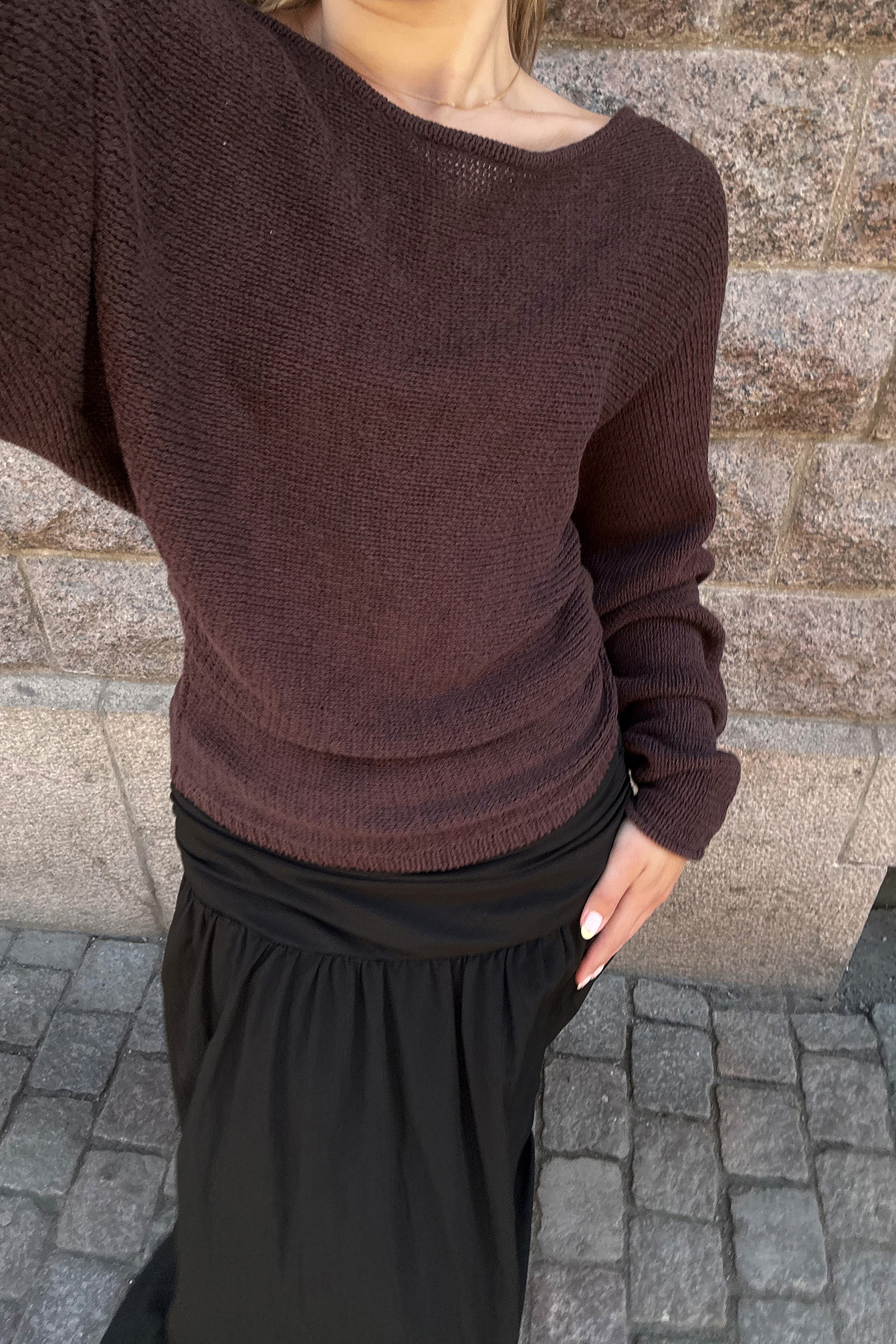 Knitted Tape Yarn Sweater - Sweaters - Brown - S - NA-KD / NAKD