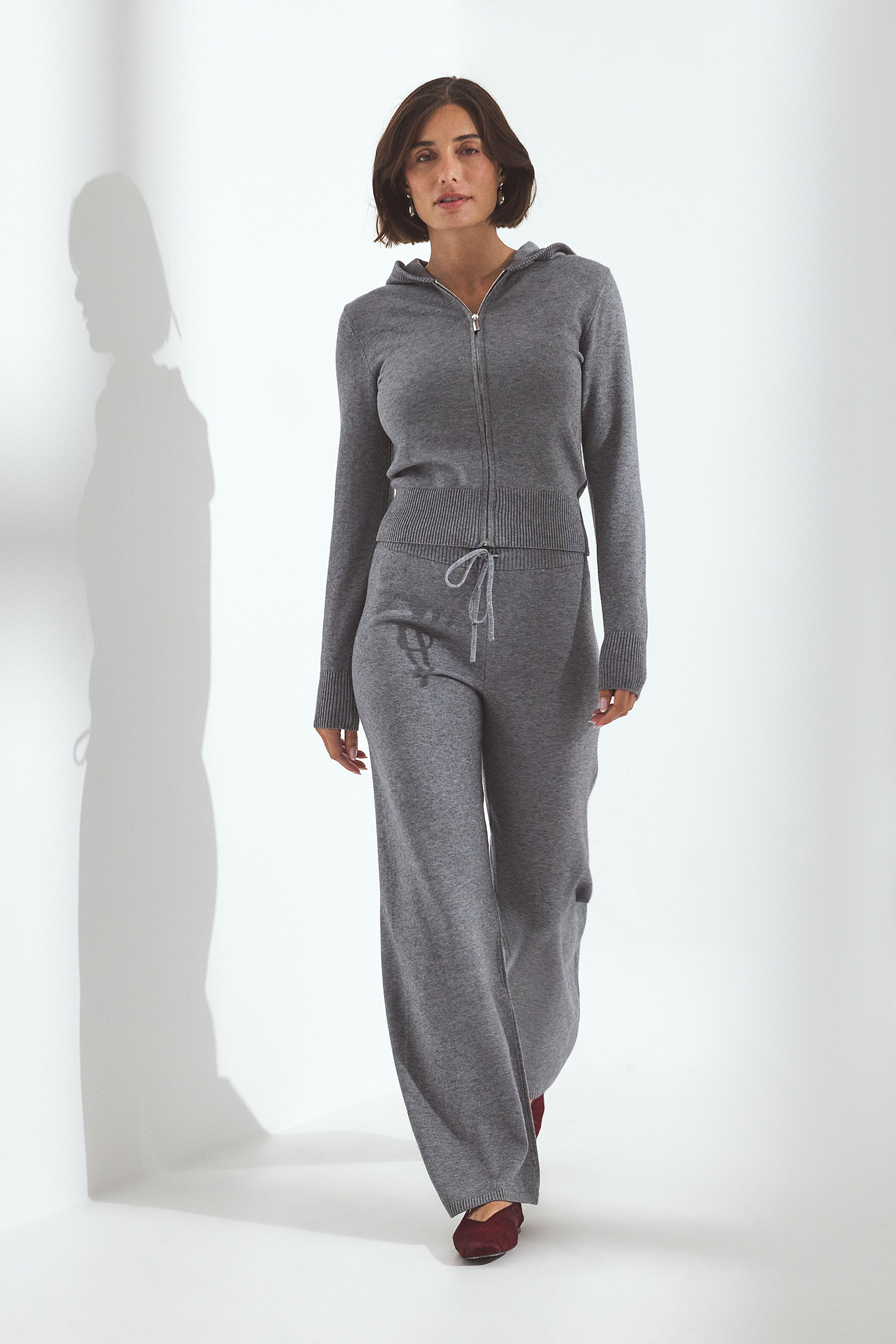 Knitted Trousers Grey | NA-KD