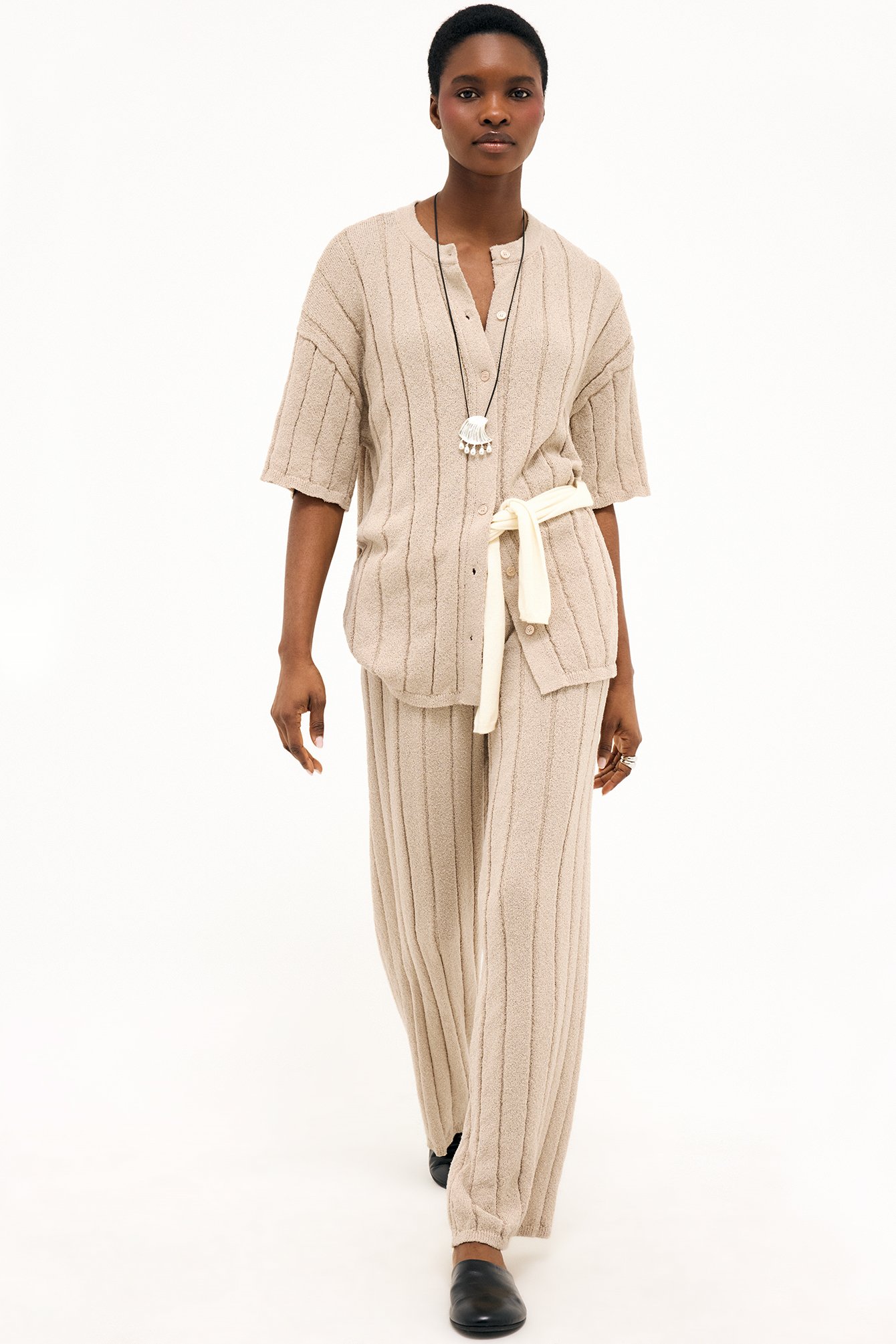 Womens Beige Knitted Pants | NA-KD