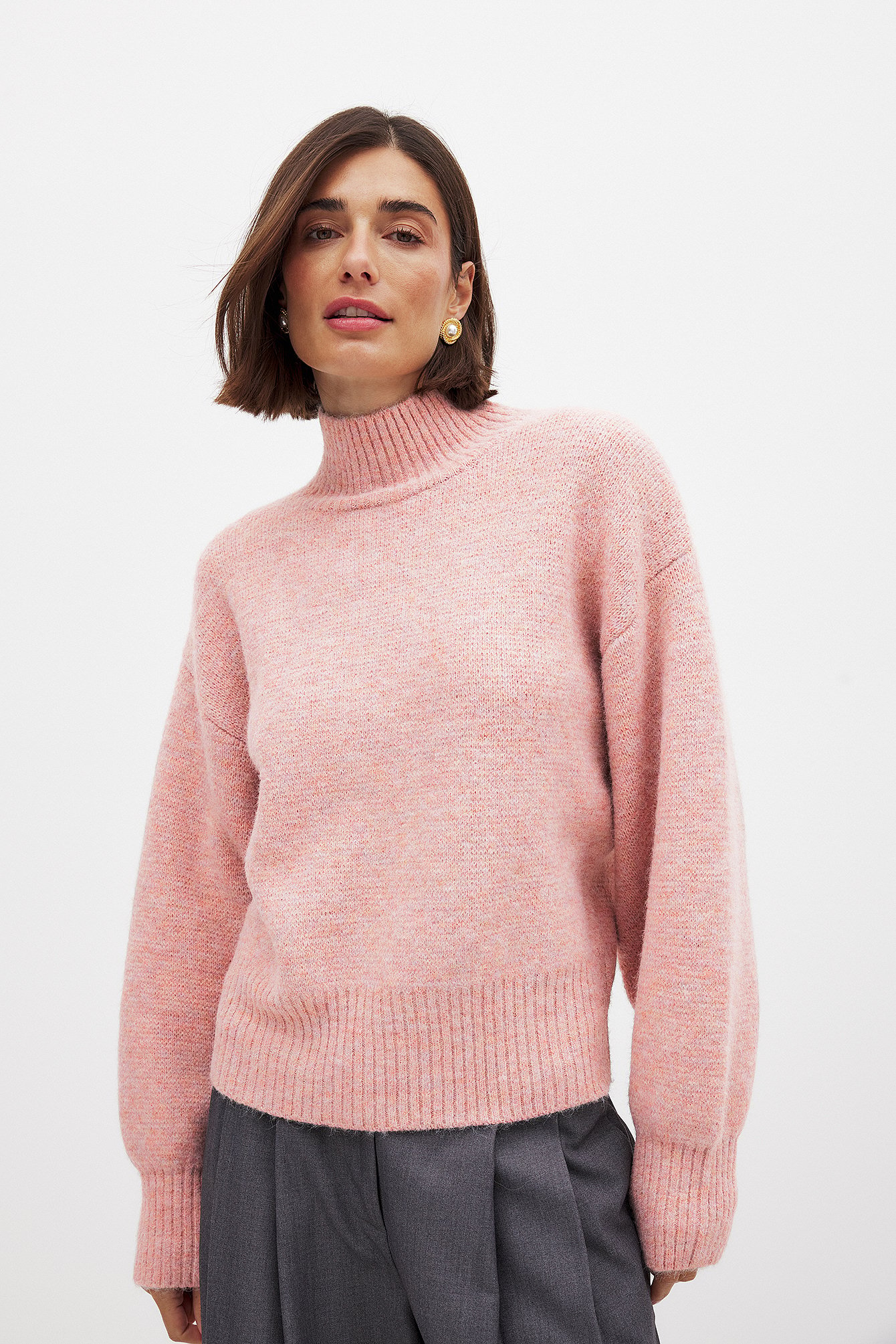 NA-KD - Strikket genser med turtleneck - Høyhalset strikkegenser - Rosa - XS (EU 32) - NA-KD / NAKD