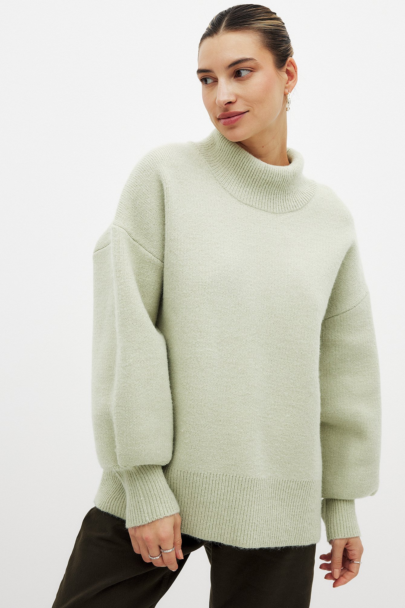NA-KD Pull col roulé en maille - Pulls Oversize - Vert - S (EU 34-36) - NA-KD / NAKD