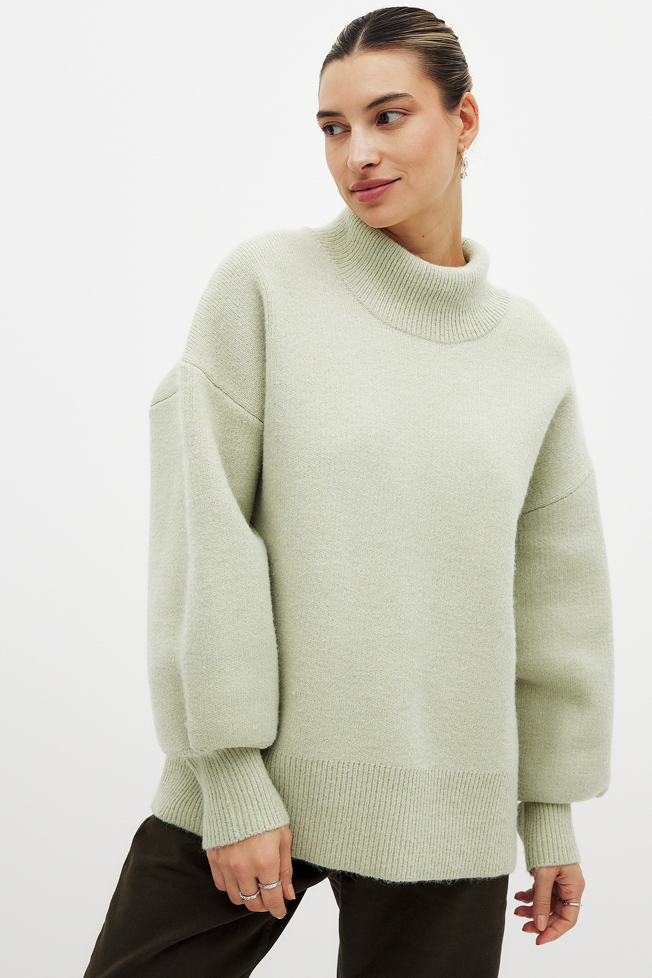 NA-KD Pull col roulé en maille - Pulls Oversize - Vert - S (EU 34-36) - NA-KD / NAKD