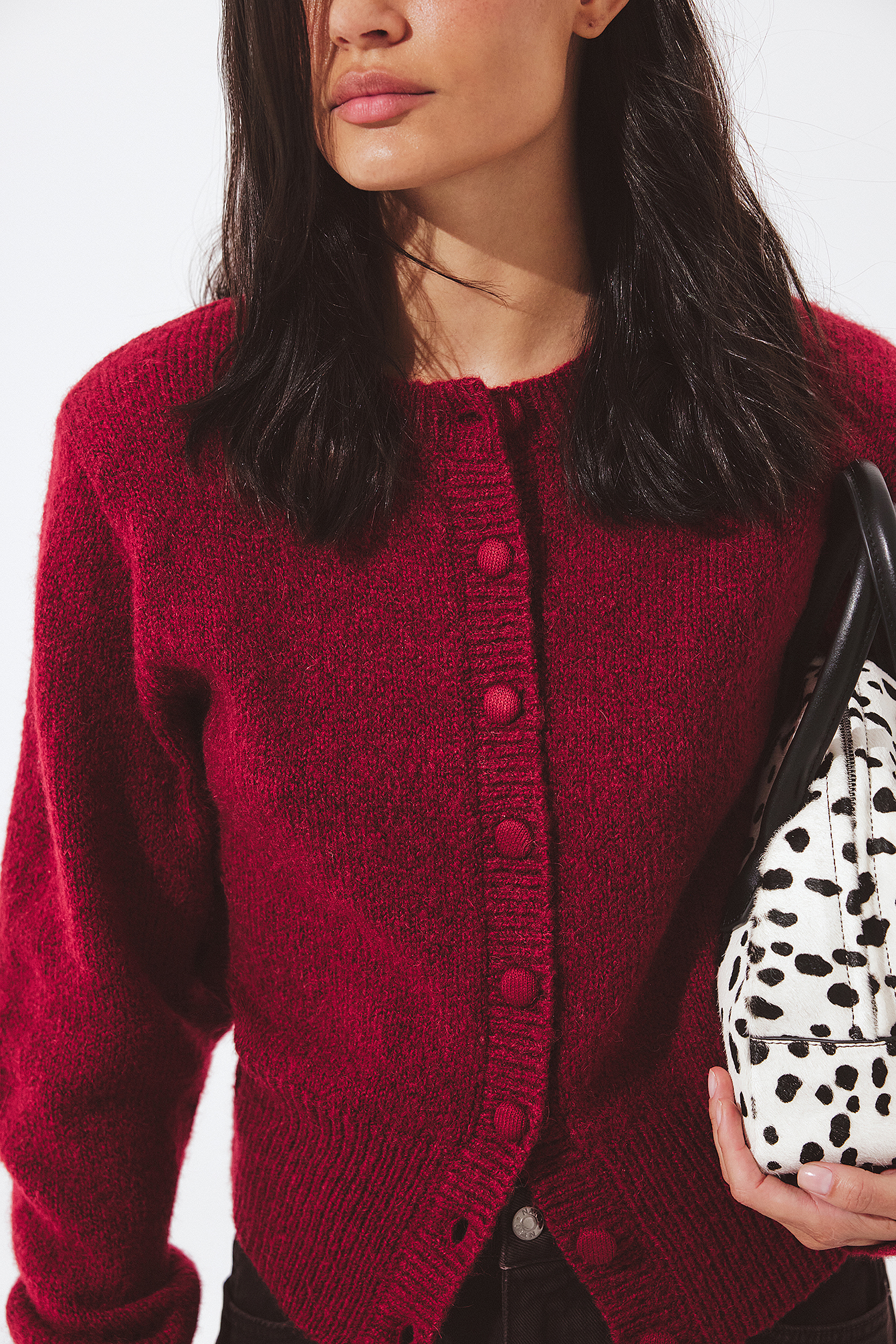Knitted Wool Blend Cardigan - Cardigans - Red - XS - NA-KD / NAKD