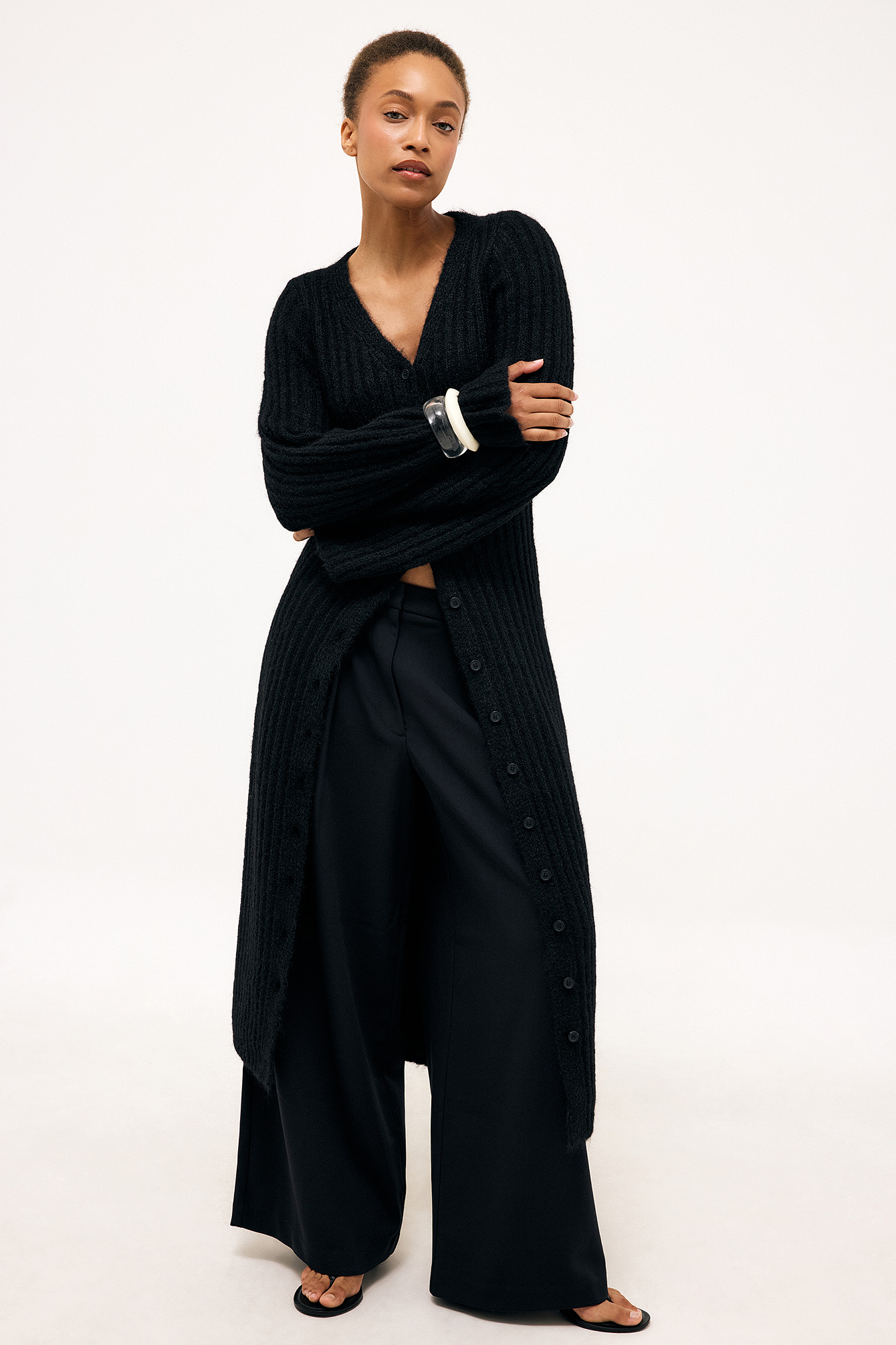 Gebreide maxi-jurk van wolmix met vest - Kerstjurken - Zwart - XS - NA-KD / NAKD