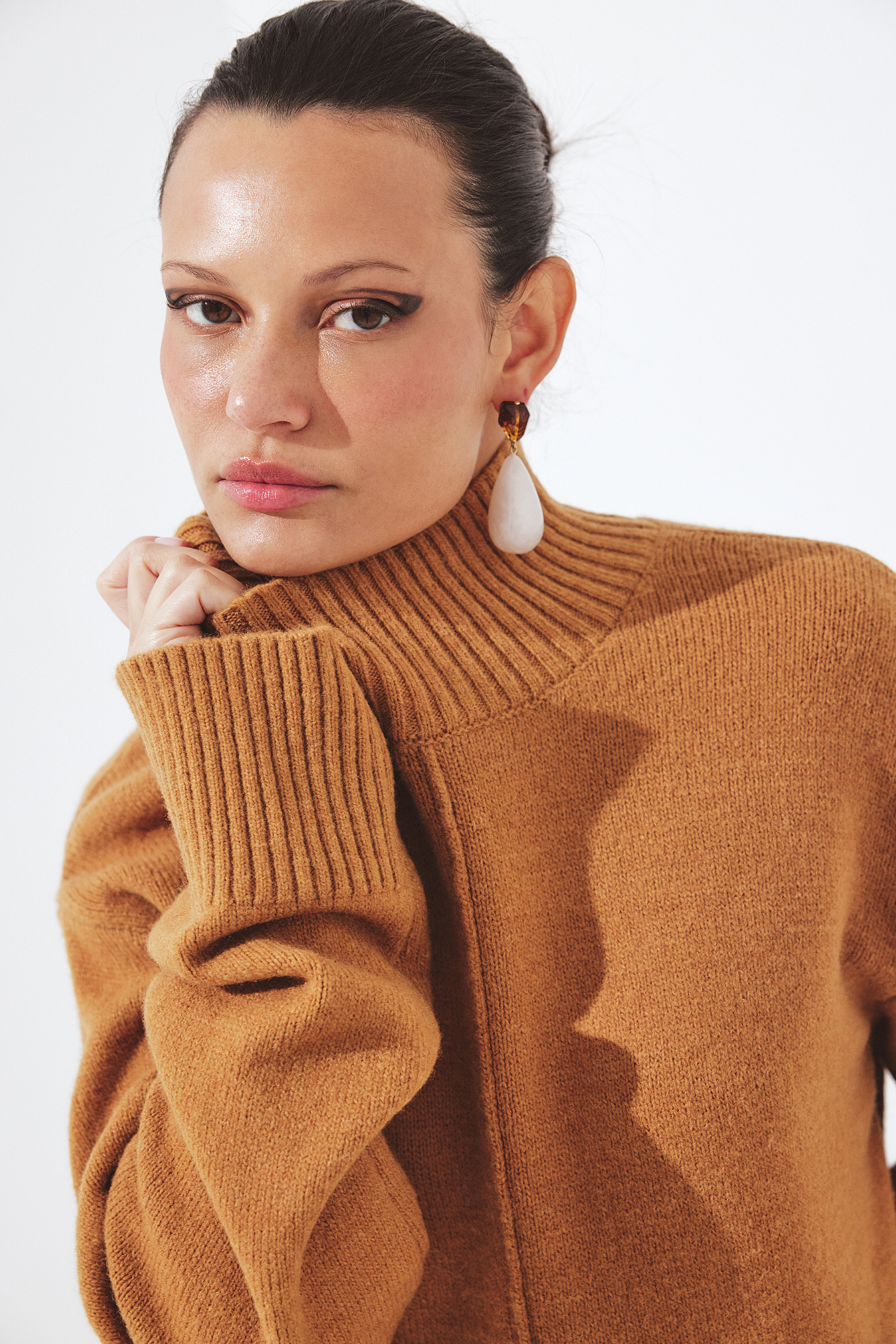 NA-KD Knitted Wool Blend Seam Detail Sweater - Sweaters - Brown - XL (EU 46) - NA-KD / NAKD