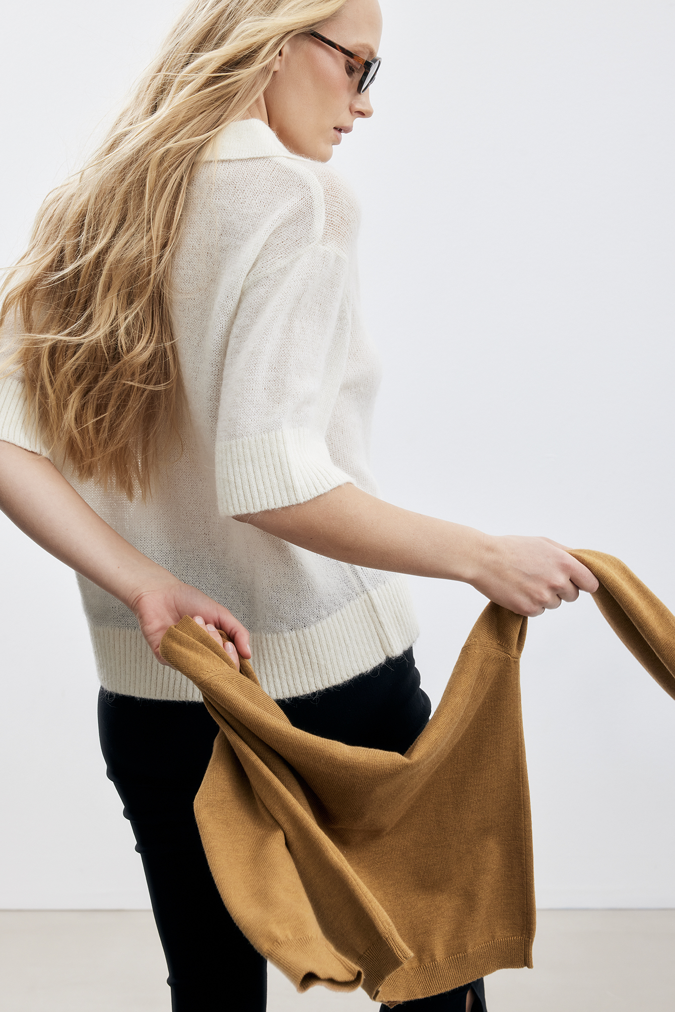 Top de punto de mezcla de lana de manga corta - Knitted Tops - Offwhite - XS - NA-KD / NAKD