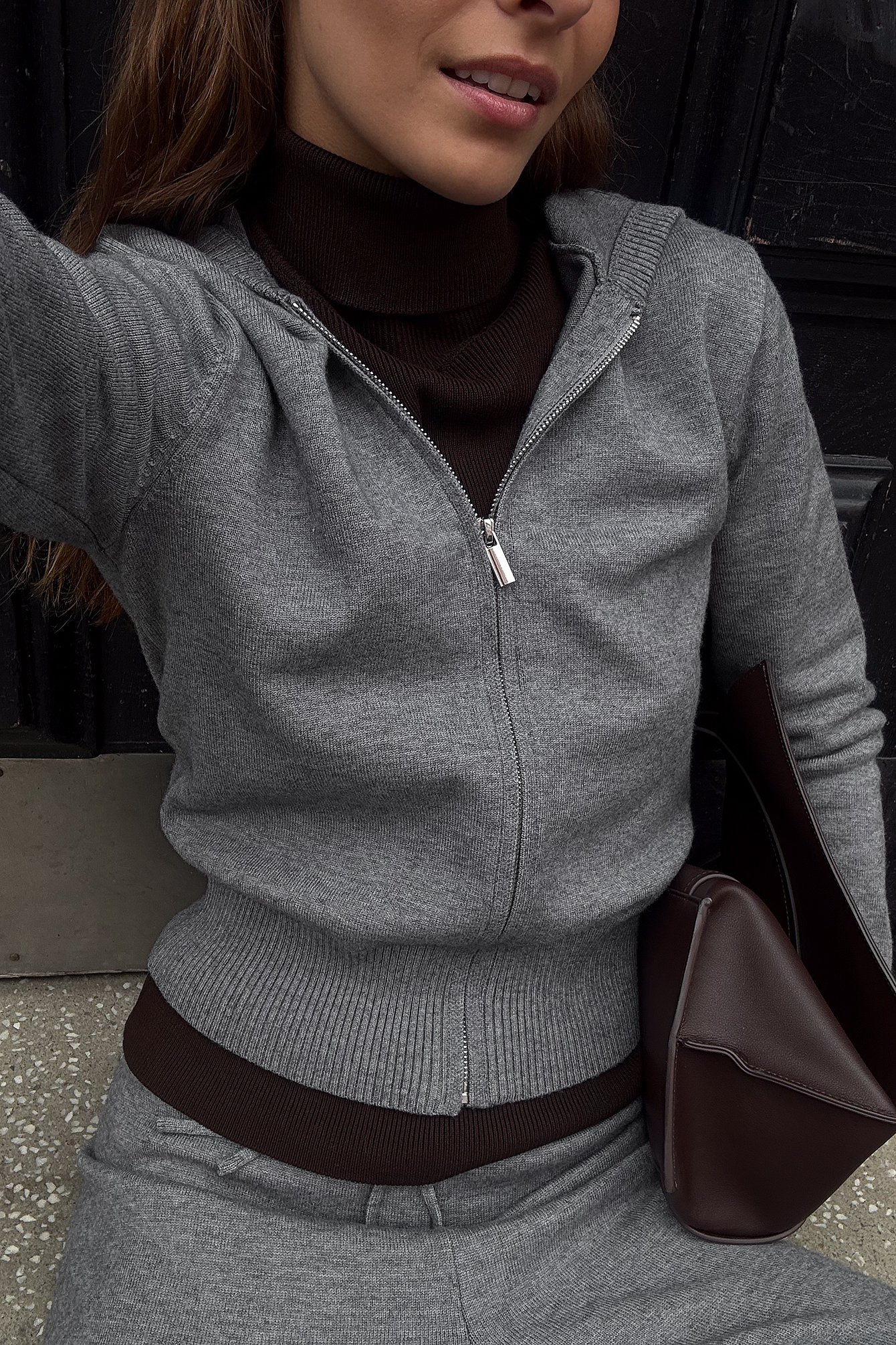 NA-KD Pull zippé en maille - Pulls - Gris - M (EU 38-40) - NA-KD / NAKD