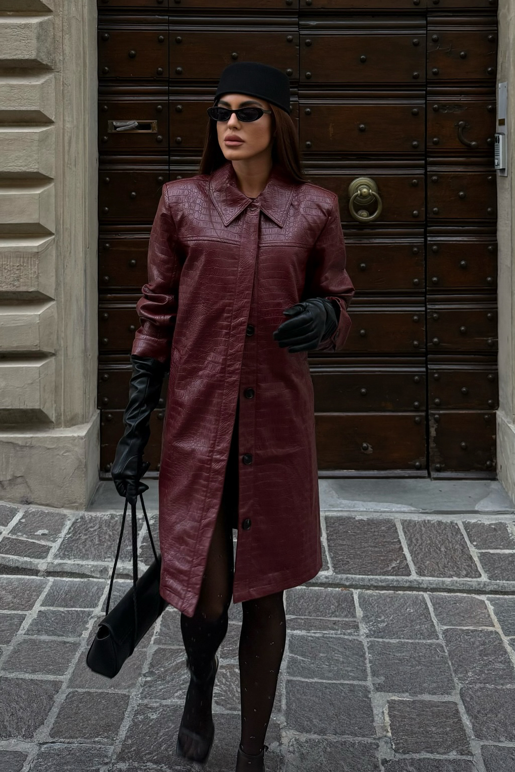 Croco Jacket Burgundy | NA-KD