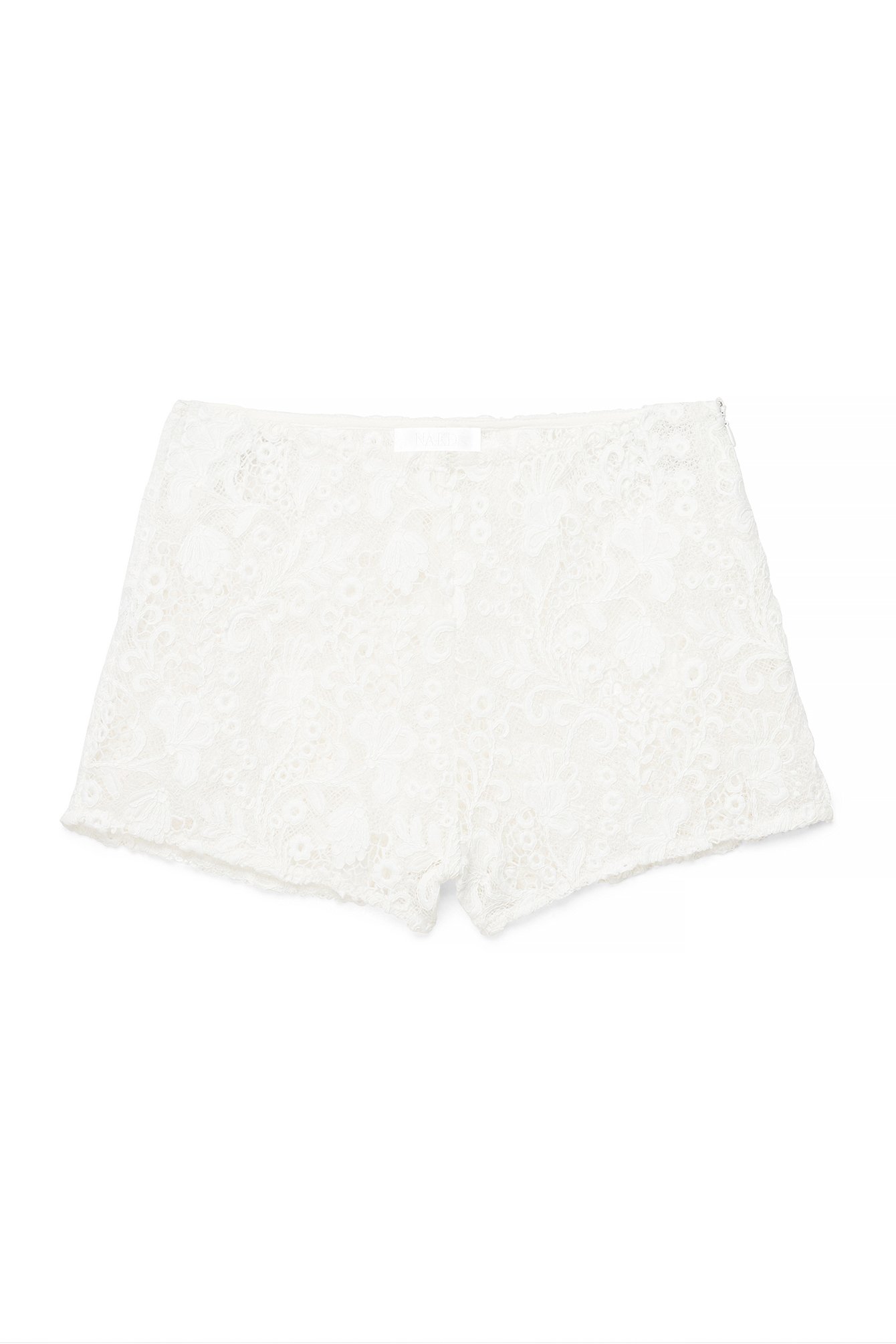 White Lace Detail Mini Shorts