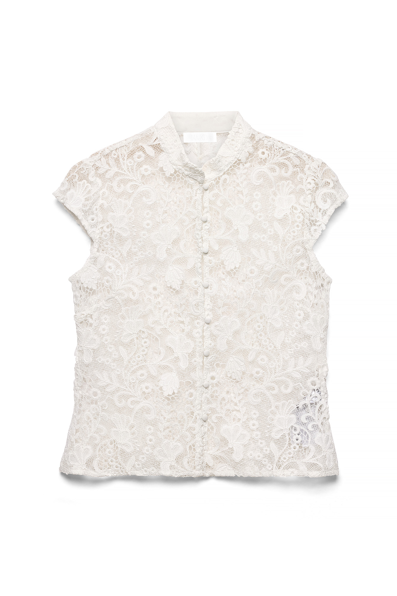 Offwhite Lace Buttoned Top