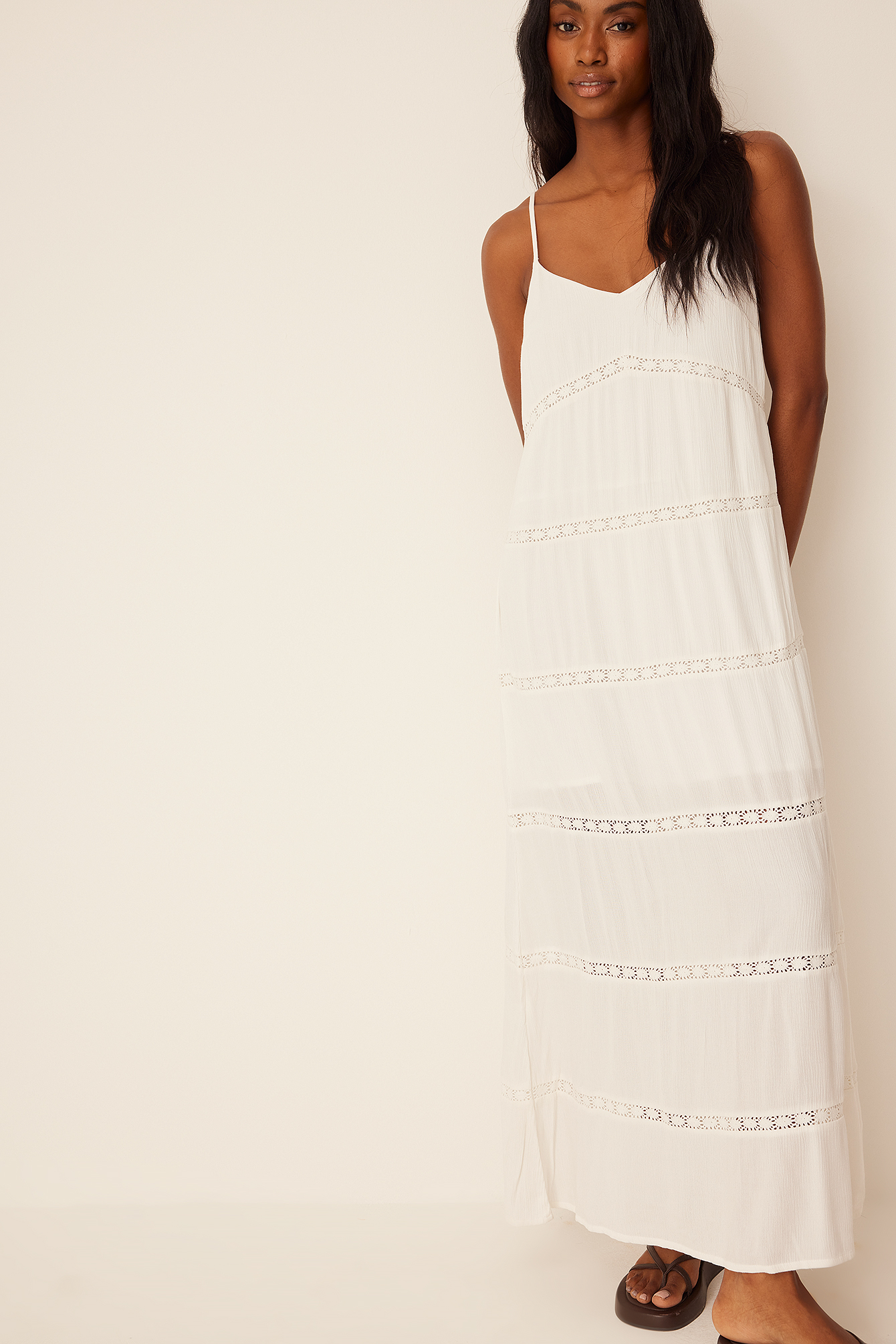 Lace Detail Maxi Dress White | na-kd.com