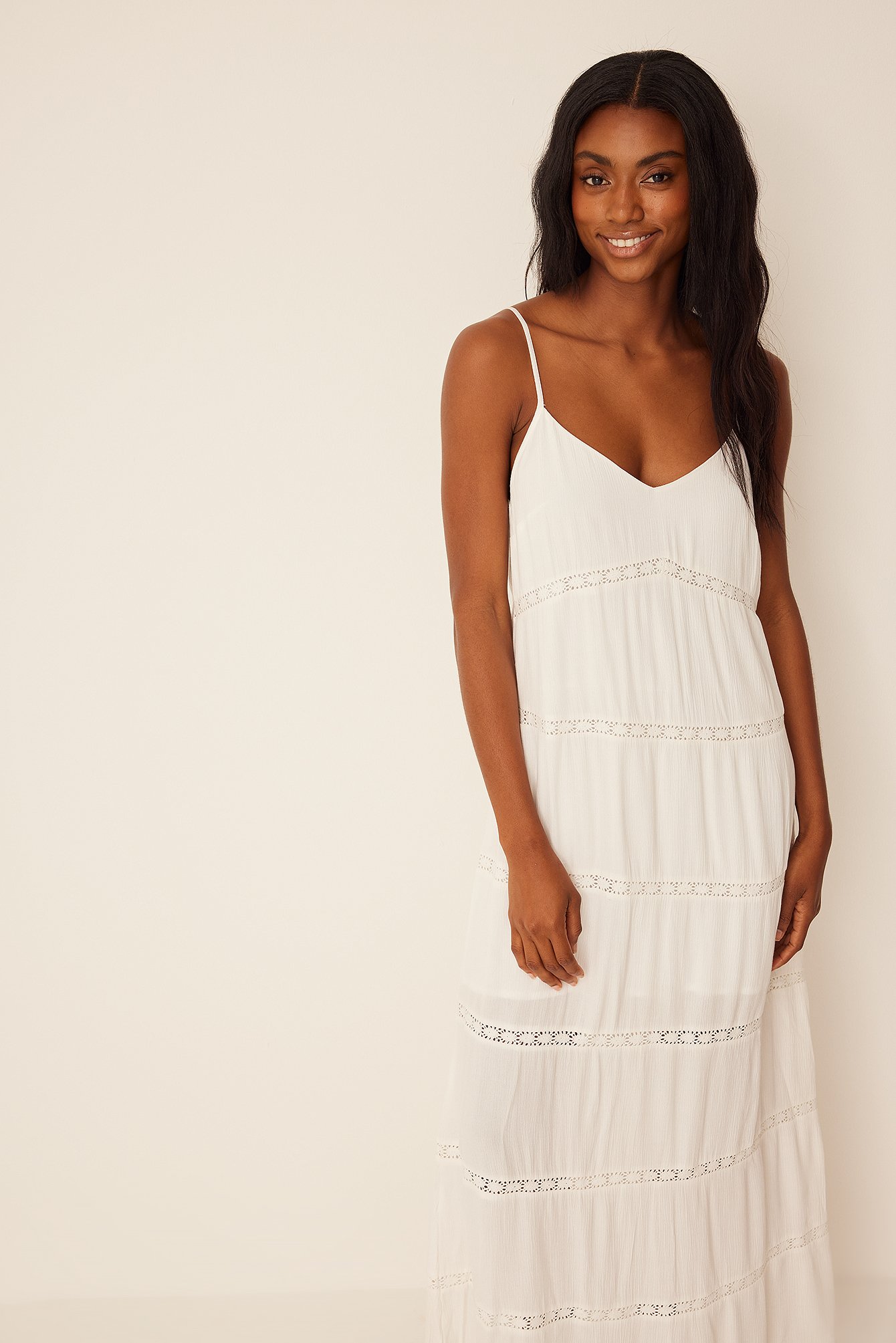 White Maxi-jurk met kantdetail