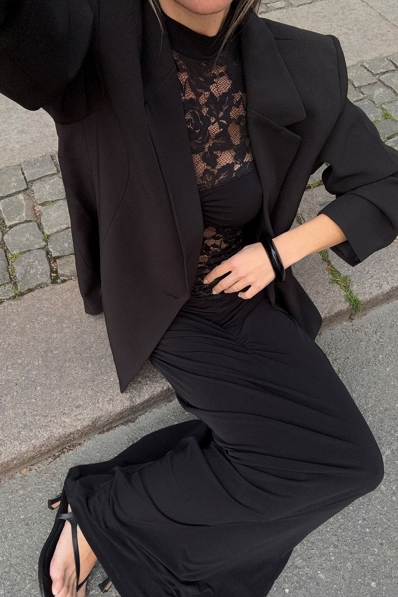 NA-KD Lace Detail Maxi Dress - Party Dresses - Black - XL (EU 46) - NA-KD / NAKD