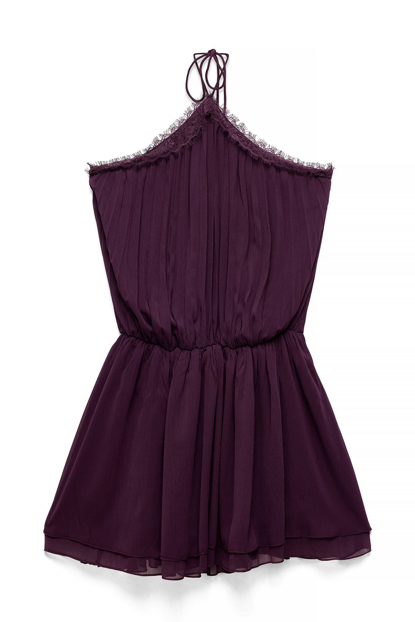 Plum Lace Halterneck Mini Dress