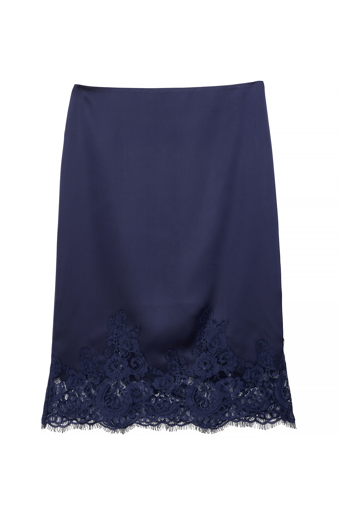 Navy Lace Midi Skirt