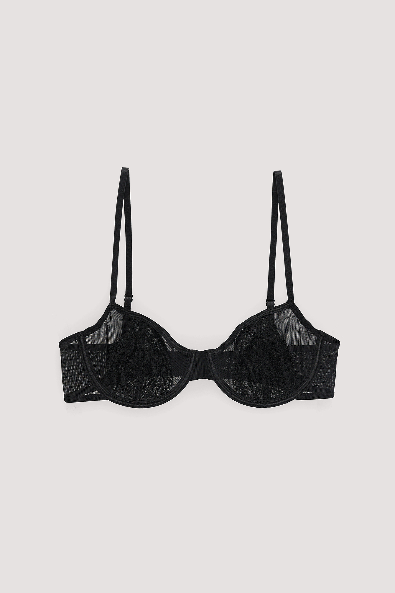Lace Panel Wire Bra Black NAKD