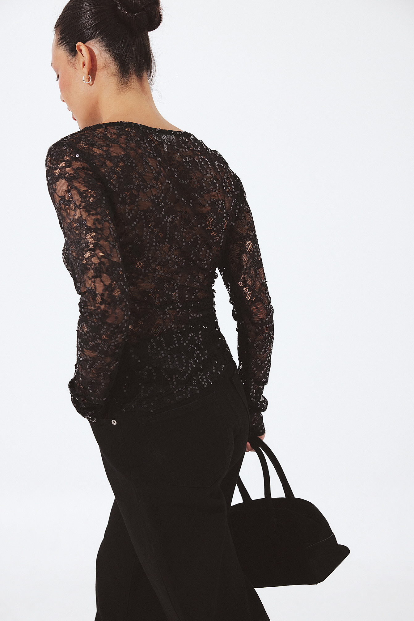 Glitterbovenstuk voor dames, groene pailletten, blouse